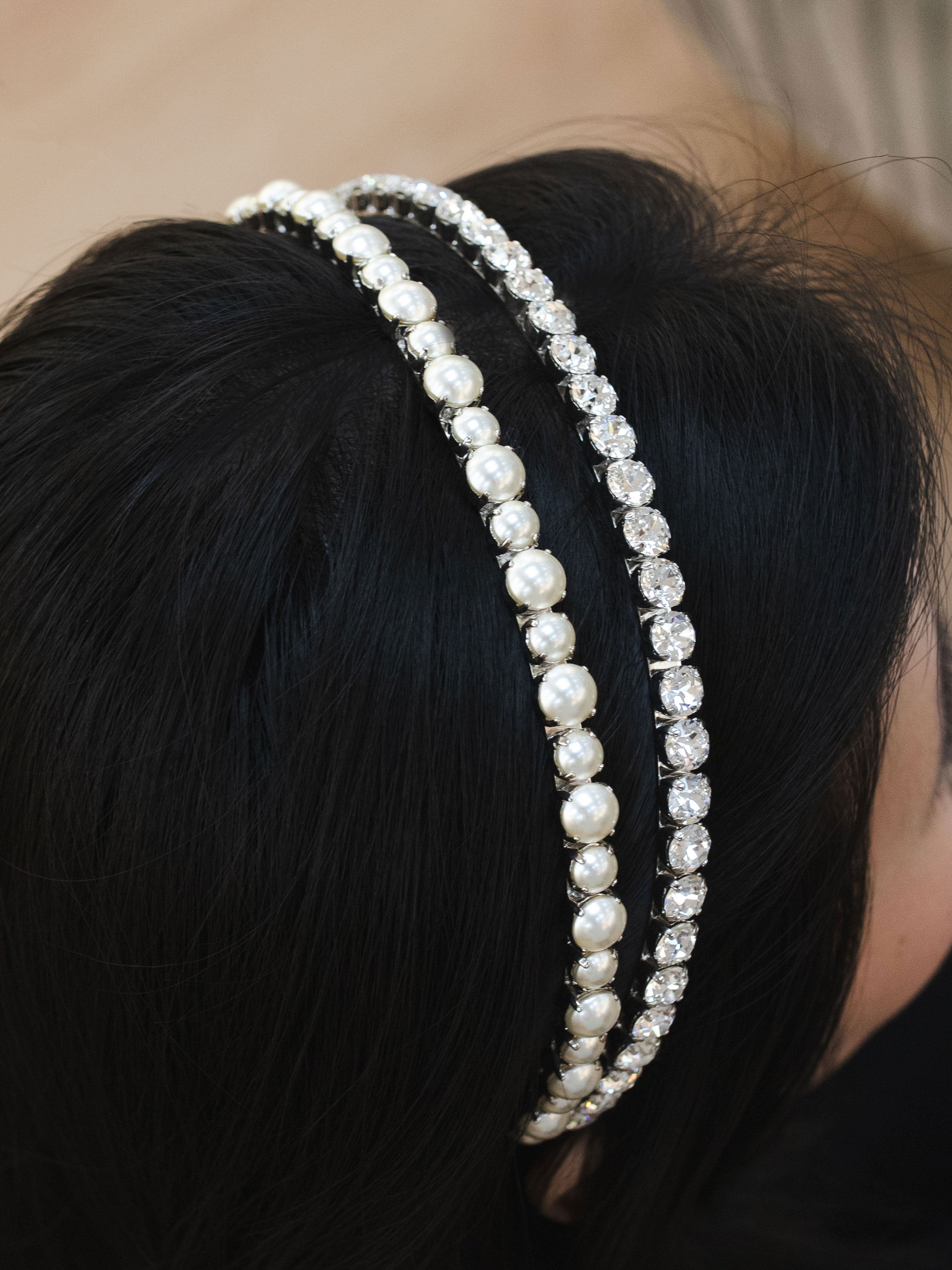 Miu Miu Resin Pearl and Crystal Double Headband – Votre Luxe