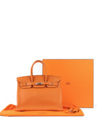 Hermes Birkin 35 Orange H Clemence Leather Stamp J Square