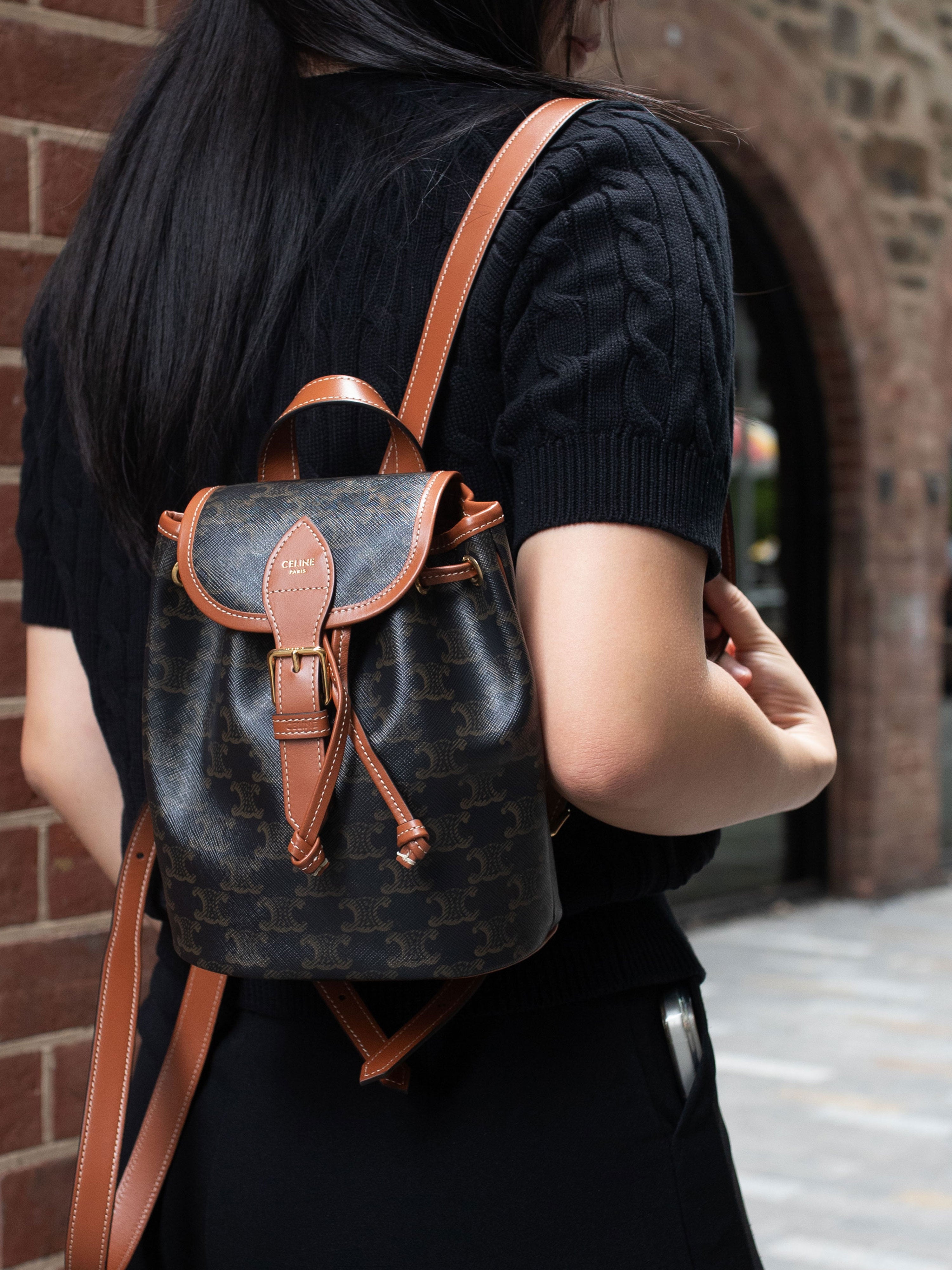 Celine Mini Triomphe Folco Backpack.