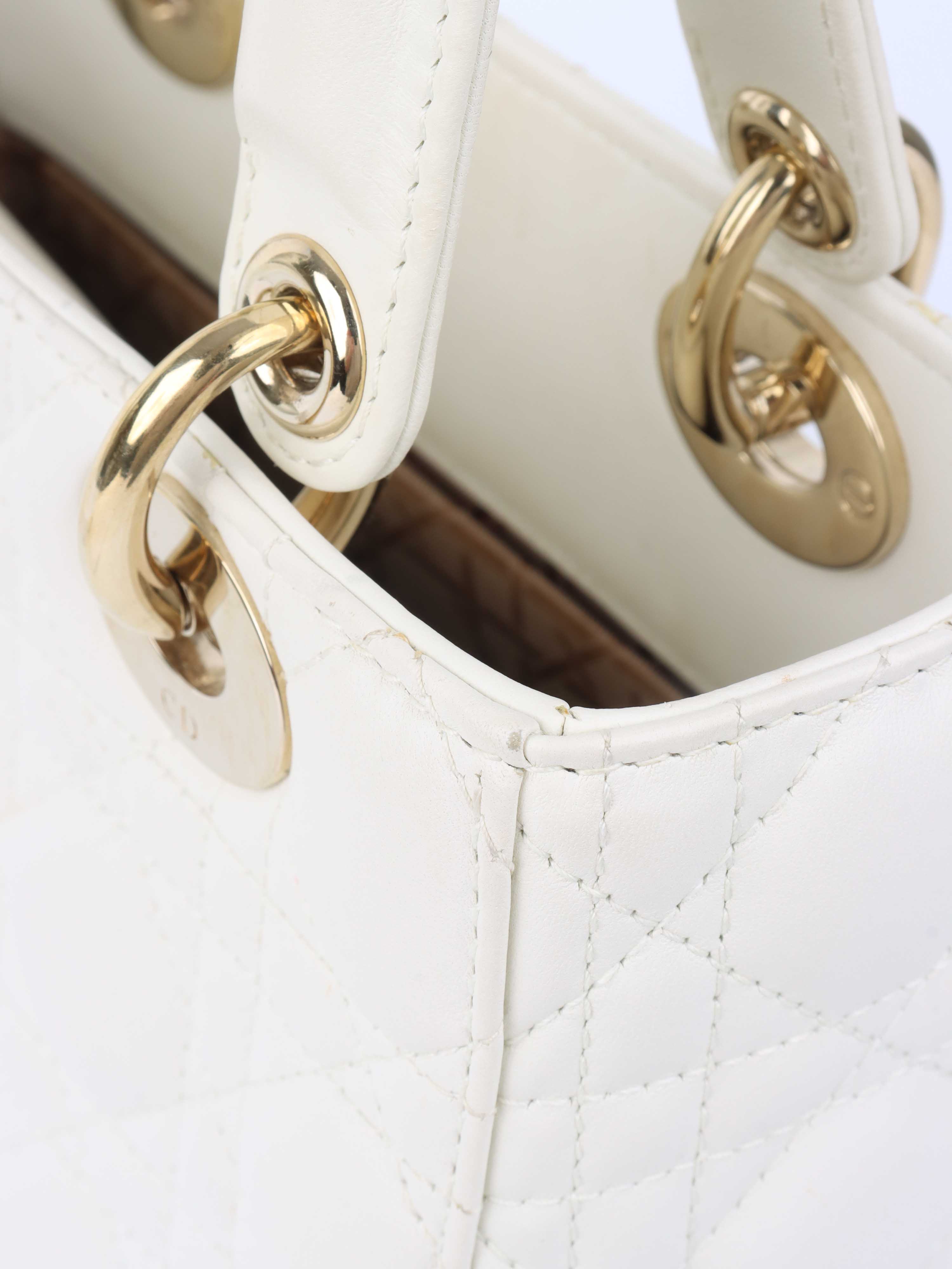 Dior White Small Lady Dior Bag GHW.