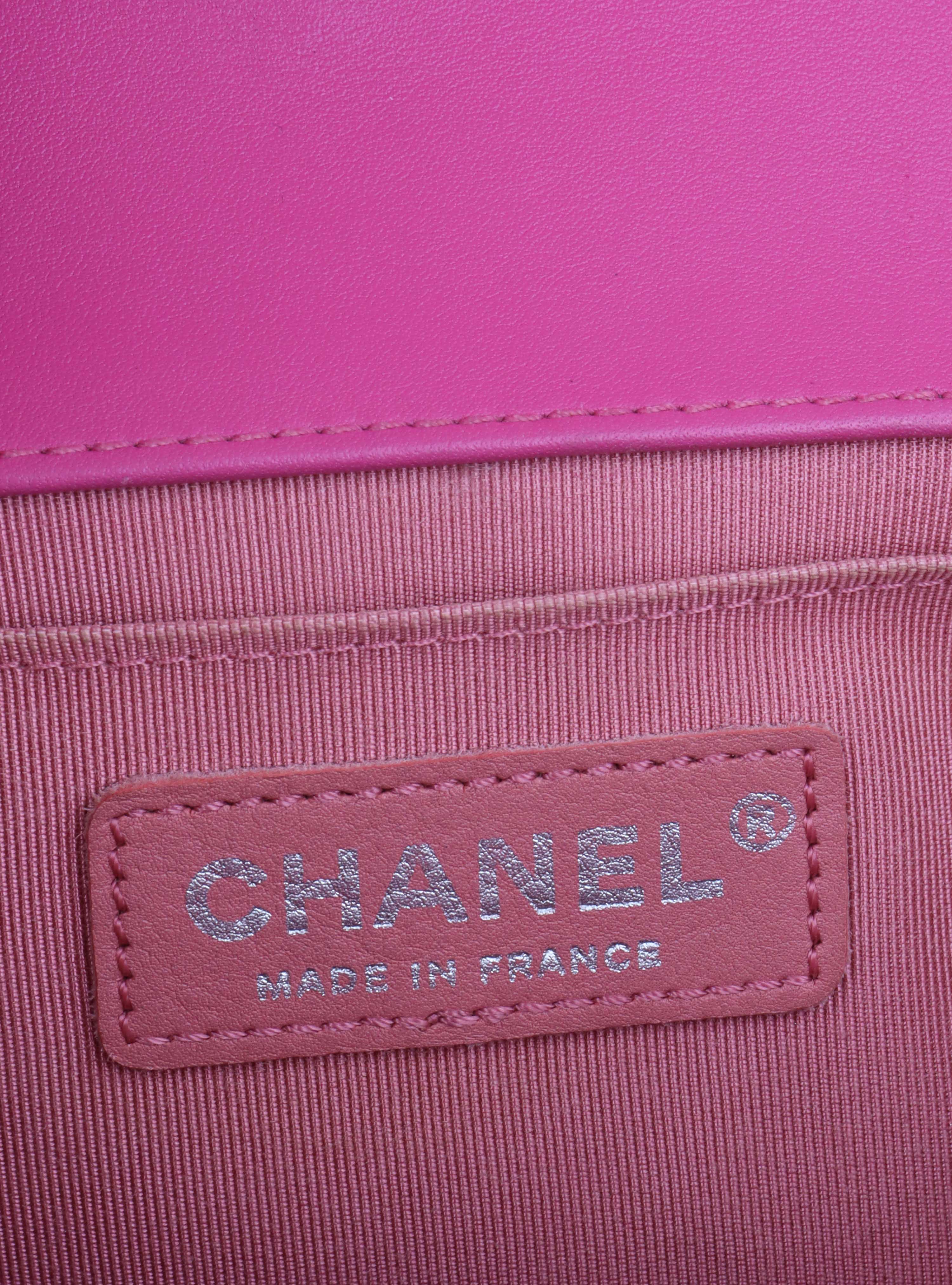 Chanel Medium Pink Tweed Boy Bag.