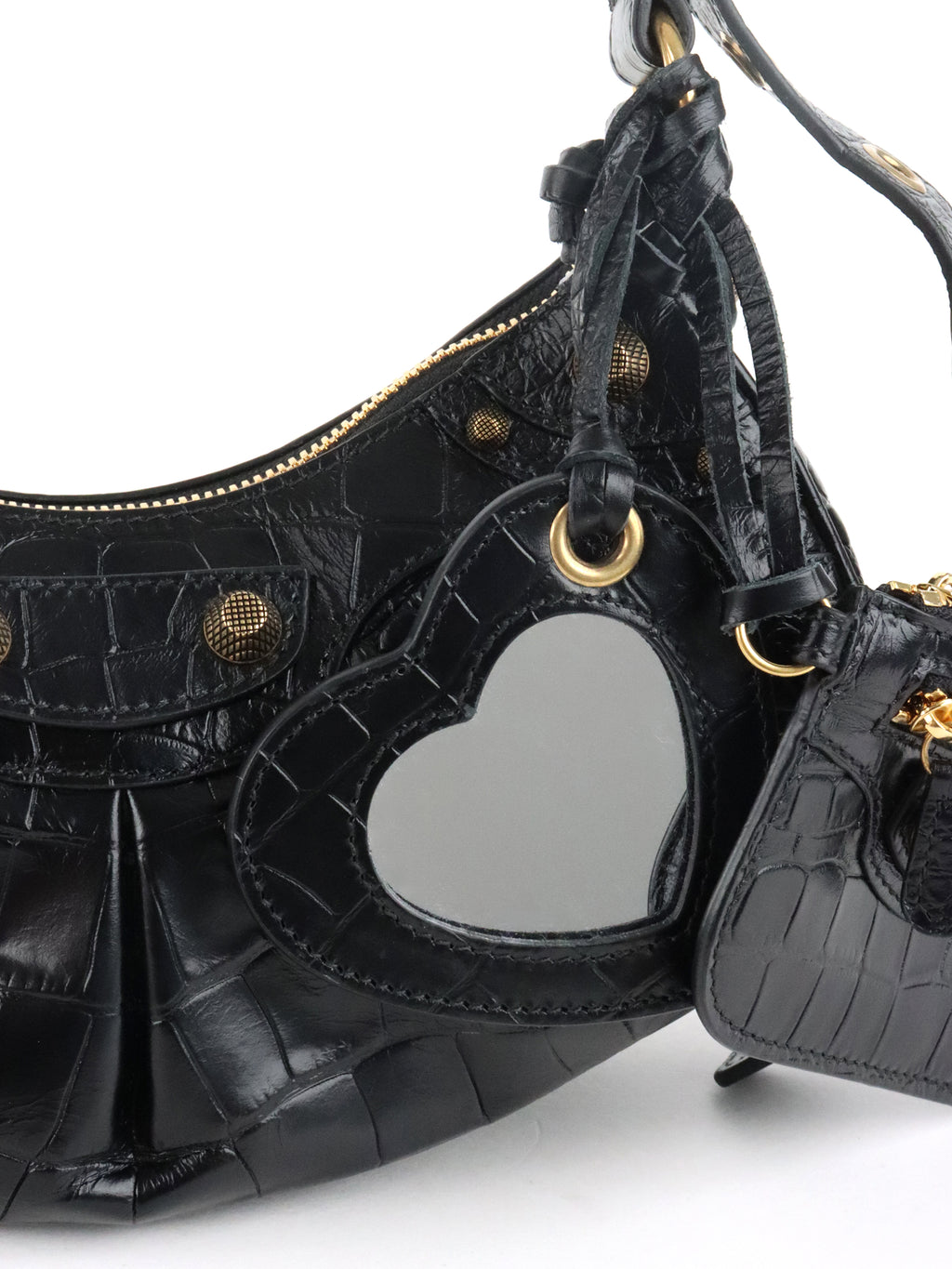 Balenciaga Black Crocodile Embossed Le Cagole XS Shoulder Bag