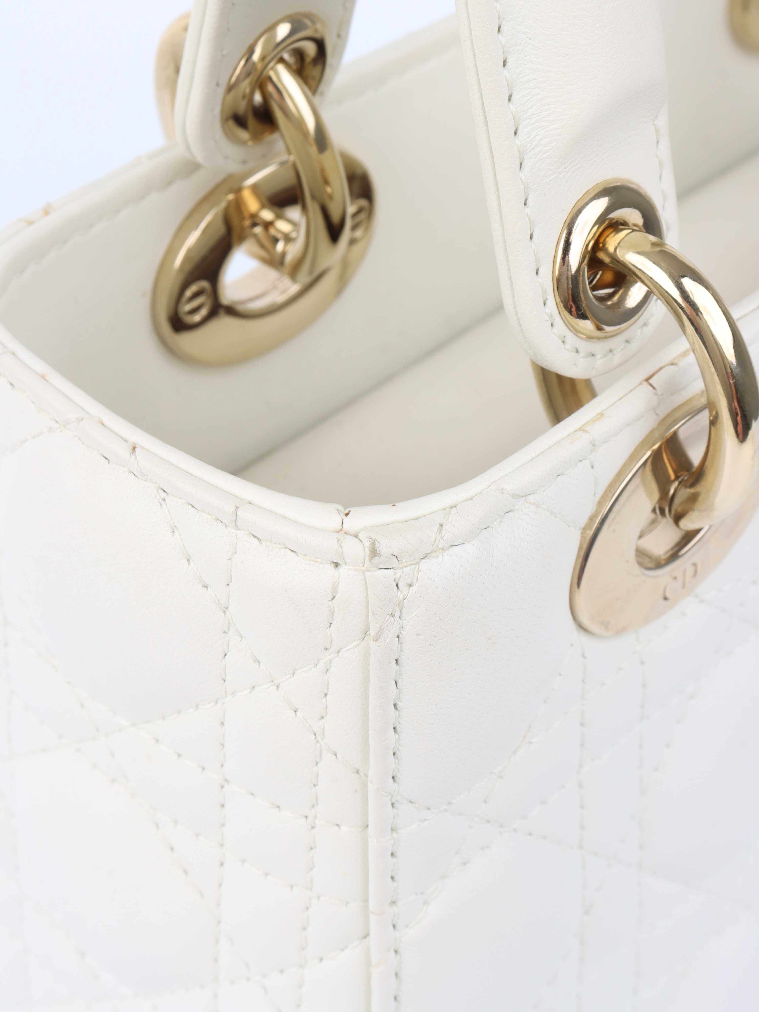 Dior White Small Lady Dior Bag GHW.