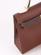 Hermes Mini Kelly Tricolour Terre/Ebene/Craie Stamp K