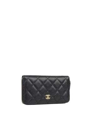 CHANEL Caviar Quilted French New Wave Round Clutch With Chain Grey