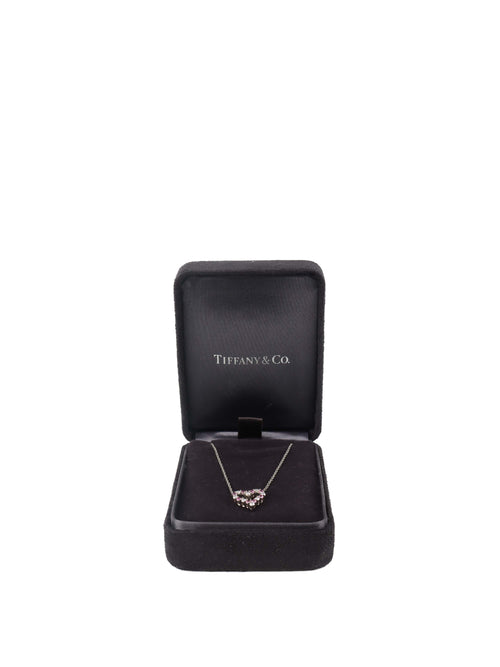 Tiffany & Co Heart Necklace in Pink Sapphires/ White Diamonds Mini