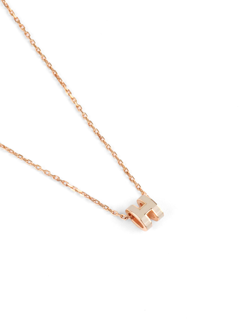Hermes Rose Gold Marron Glace Mini Pop H Necklace
