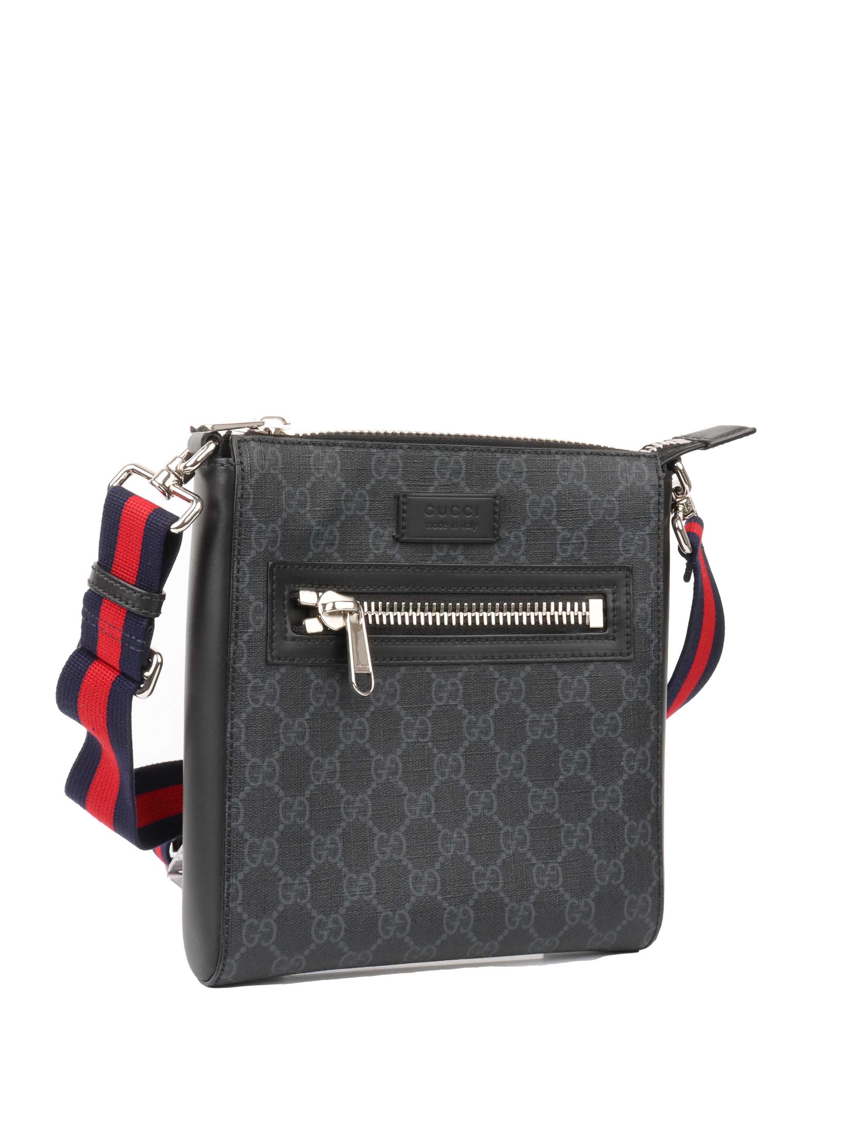 Gucci Black Monogram Messenger Bag.