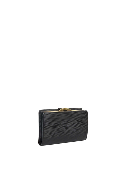 Louis Vuitton Black Epi Leather Short Wallet.