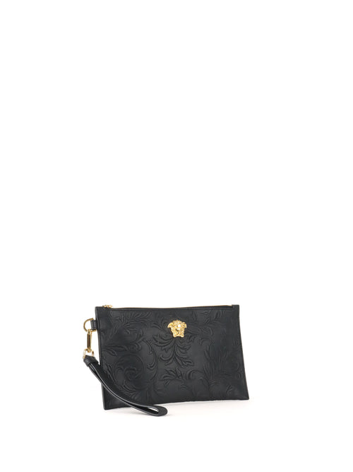 Versace Black Medusa Floral Clutch