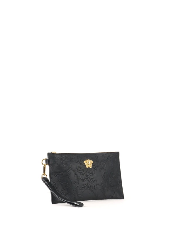 Versace Black Medusa Floral Clutch