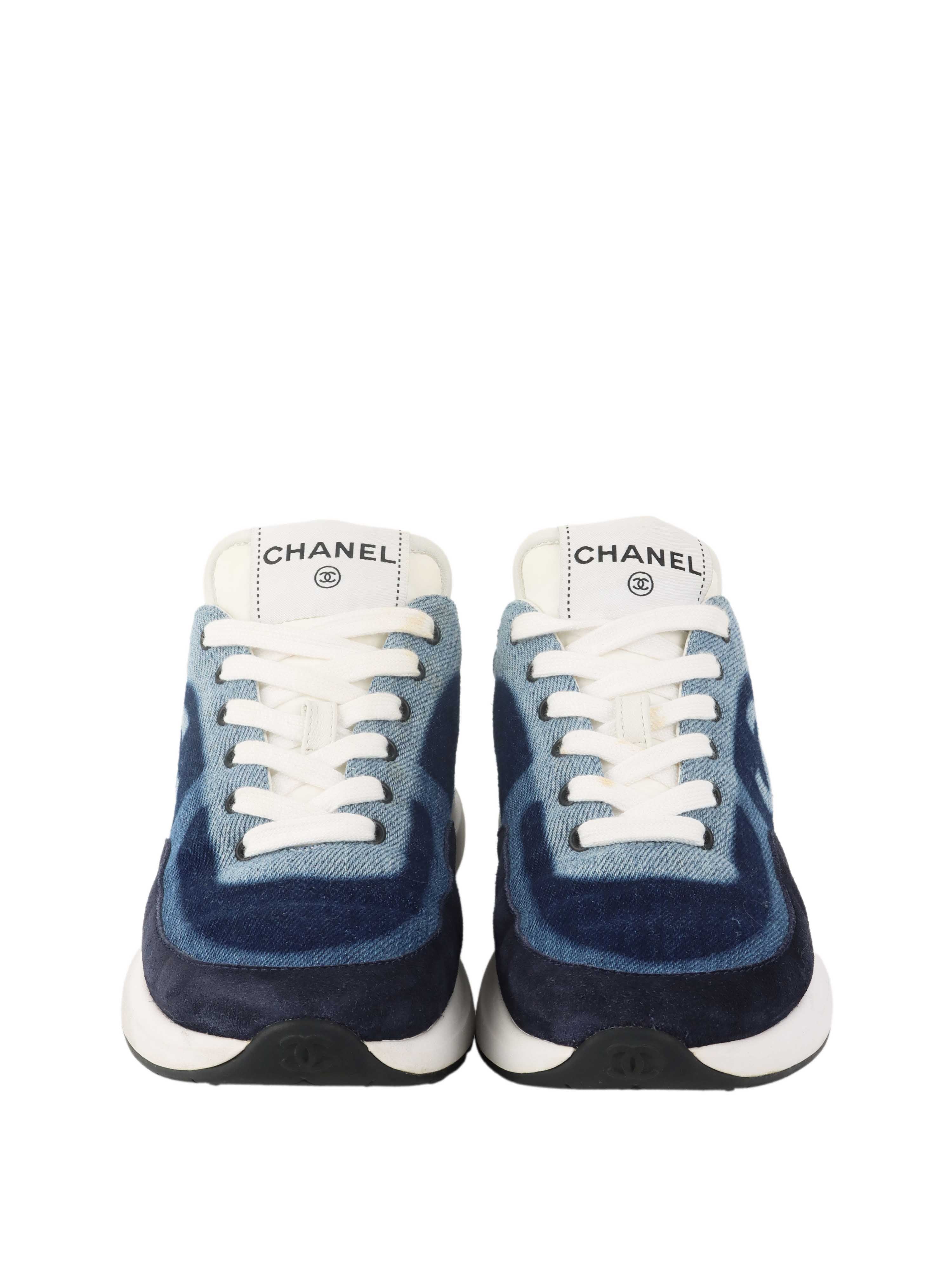 Chanel Blue Denim & White Sneakers.