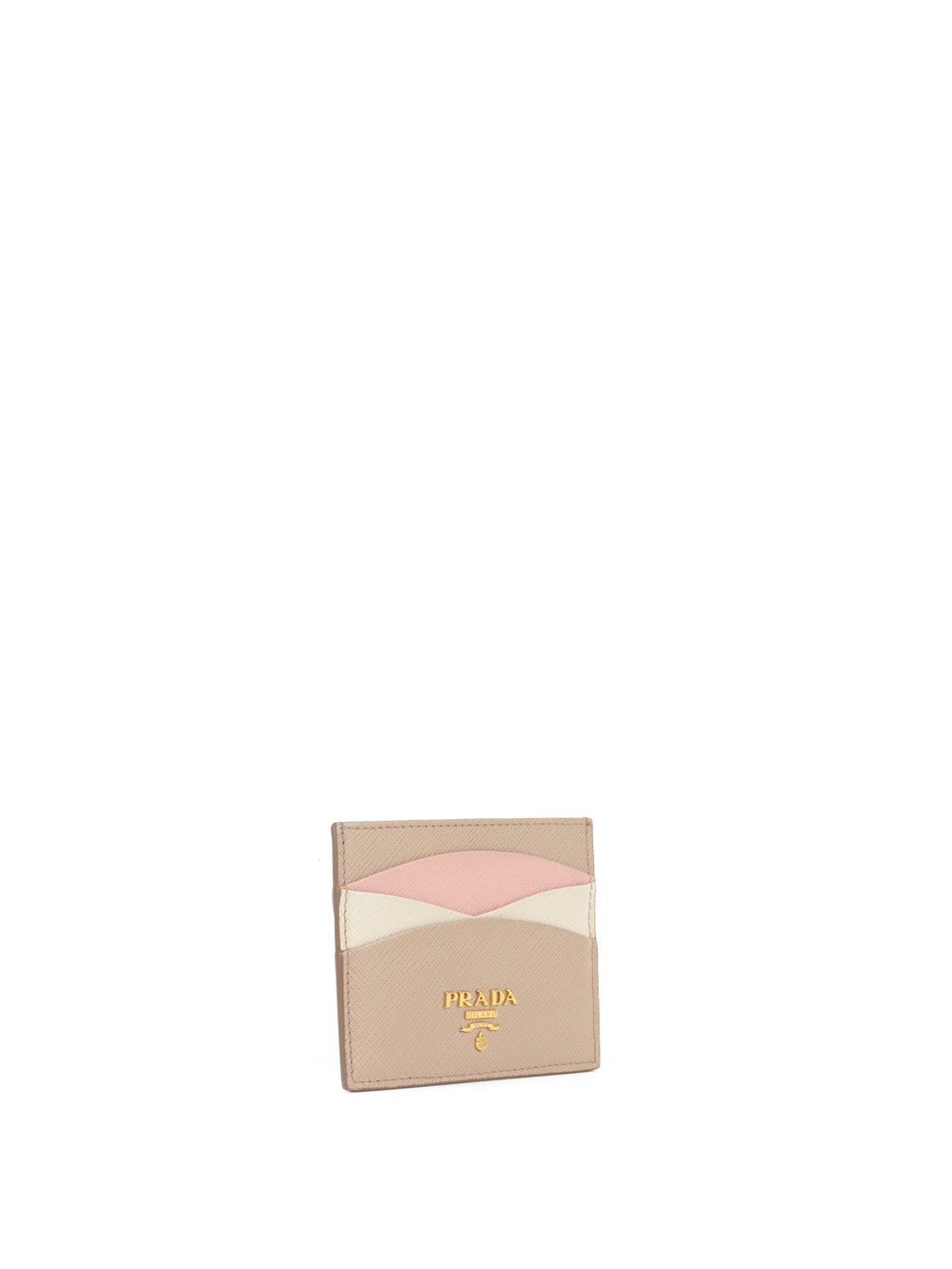 Prada Saffiano Leather Beige/ Pink Card Holder