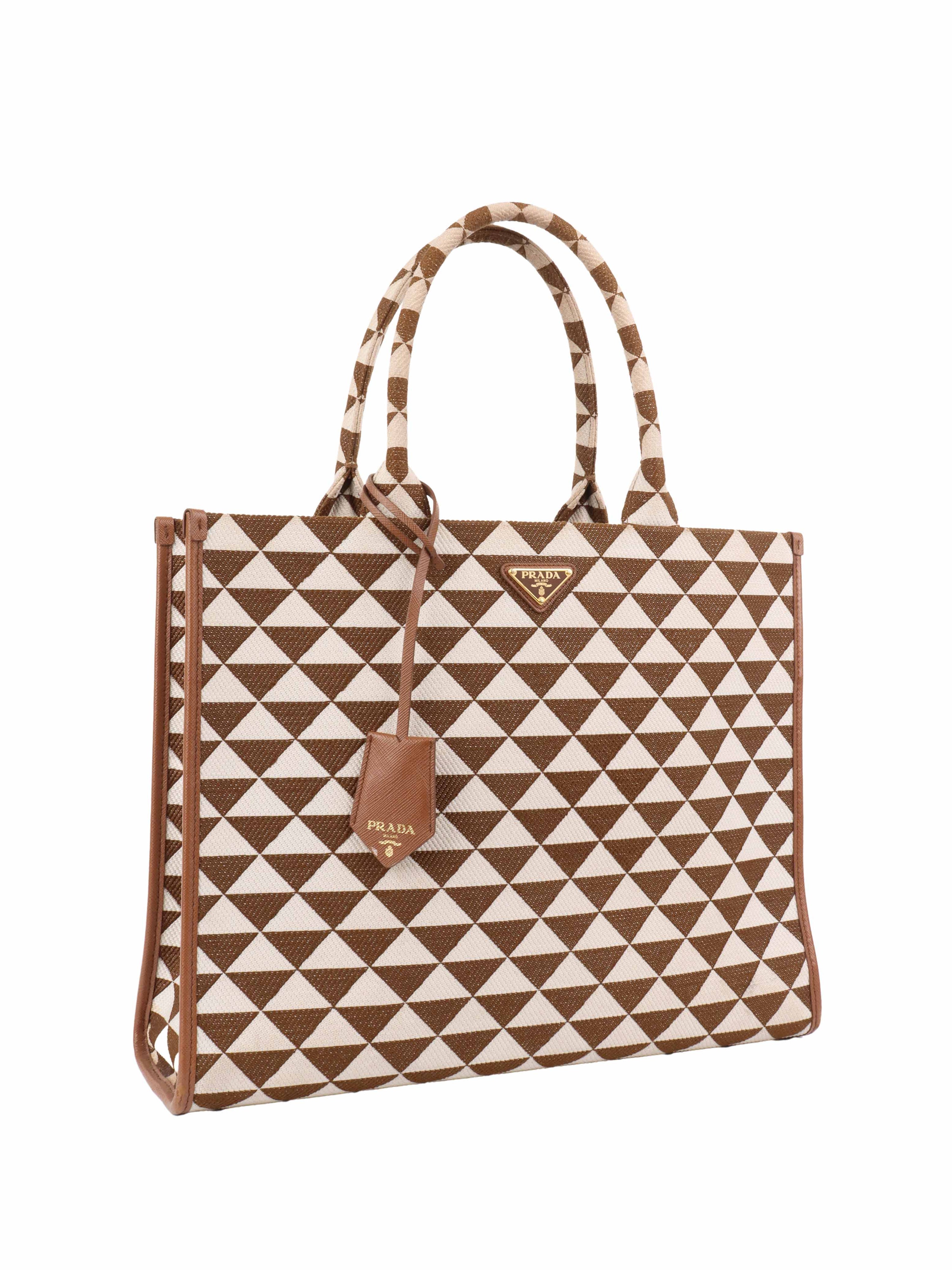 Prada Brown & Cream Large Symbole Tote.