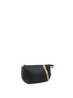 Versace Black Leather Shoulder Bag with Silver Chain.