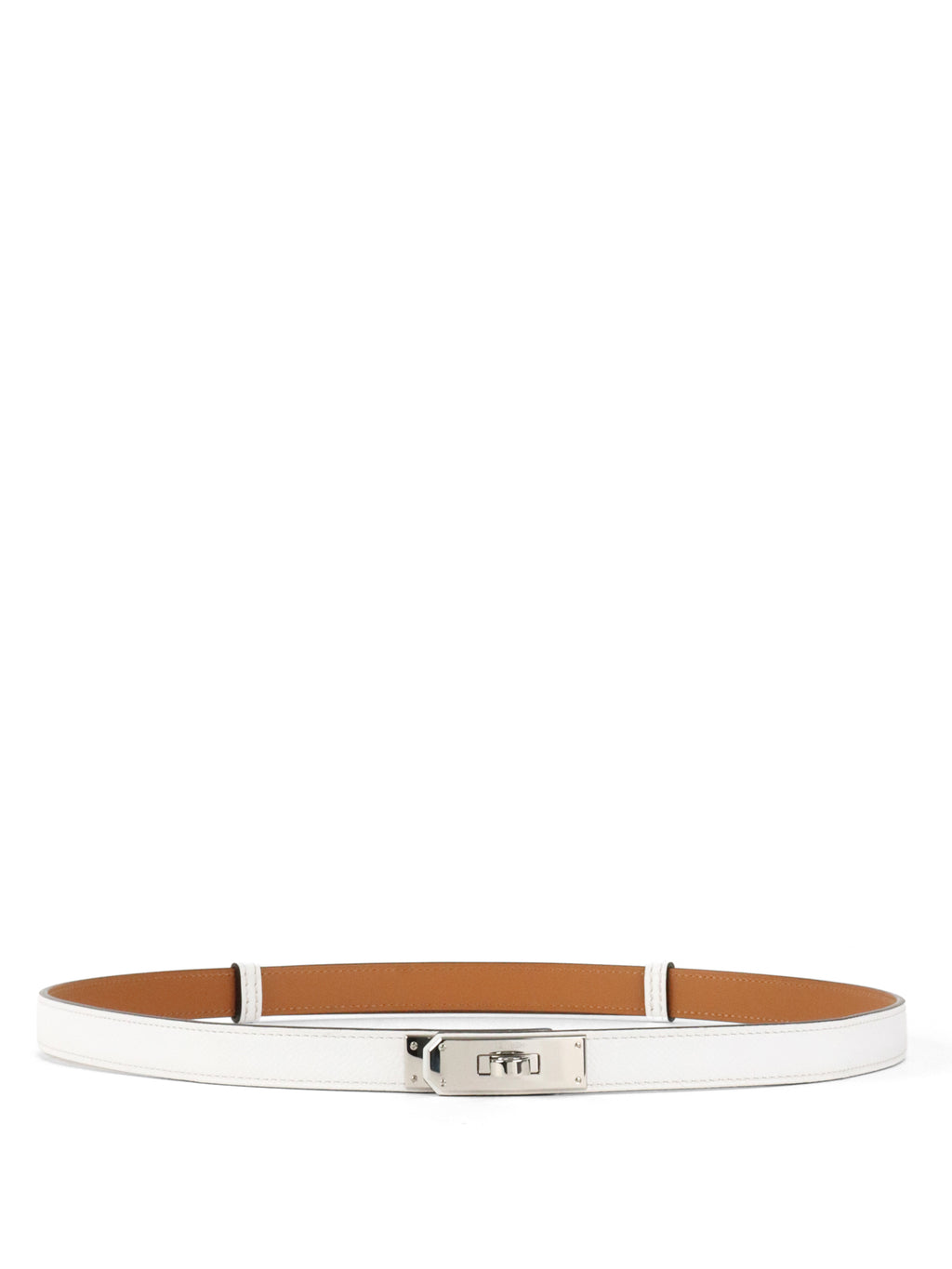 Hermes Kelly 18 Belt White SHW