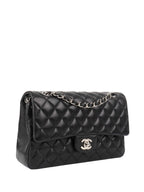 Chanel Black Medium Lambskin Classic Flap SHW.