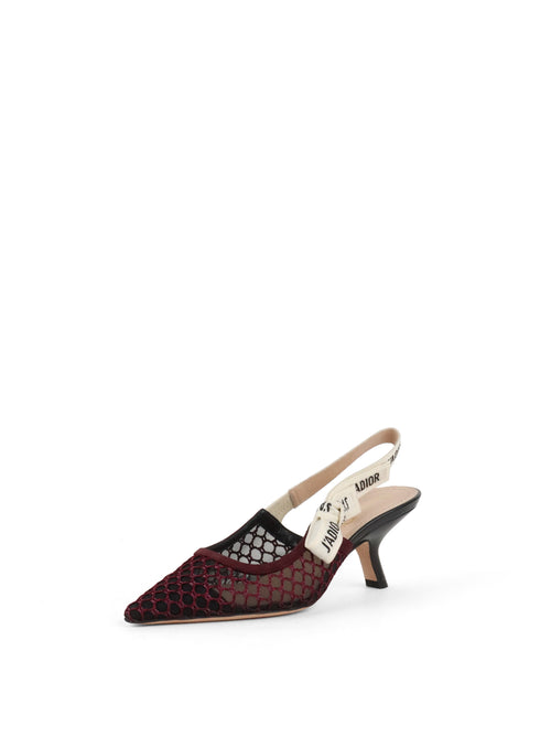 Dior Burgundy Mesh J'Adior Slingback Sandal