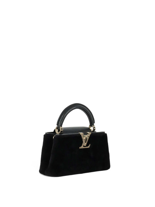 Louis Vuitton Black Sherling Mini East West Capucines