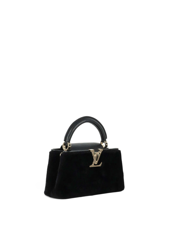 Louis Vuitton Black Sherling Mini East West Capucines