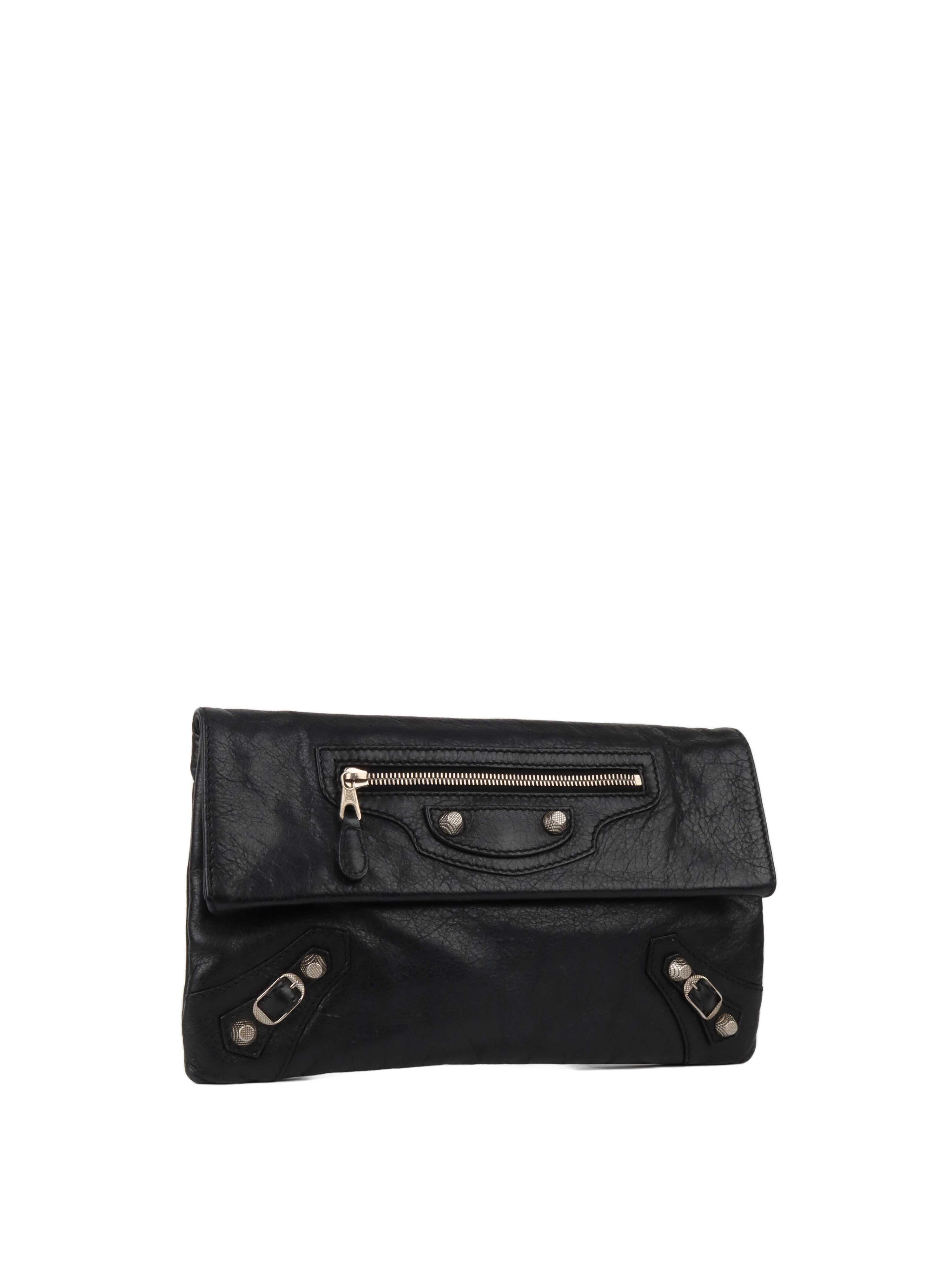 Balenciaga Black City Clutch SHW.