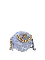 Chanel 19 Round Blue Sequinned Clutch with Chain.