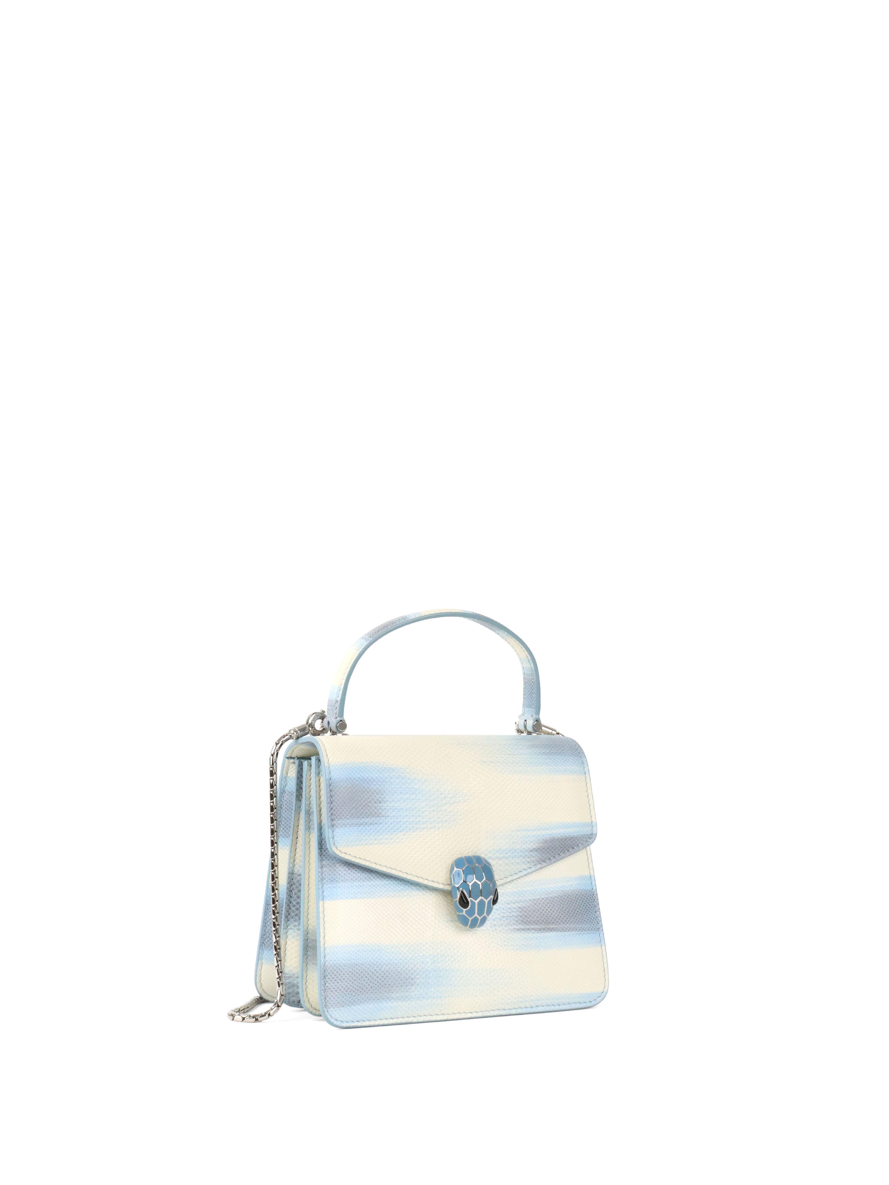 Bvlgari Blue and White Serpenti Forever Leather 2way Bag