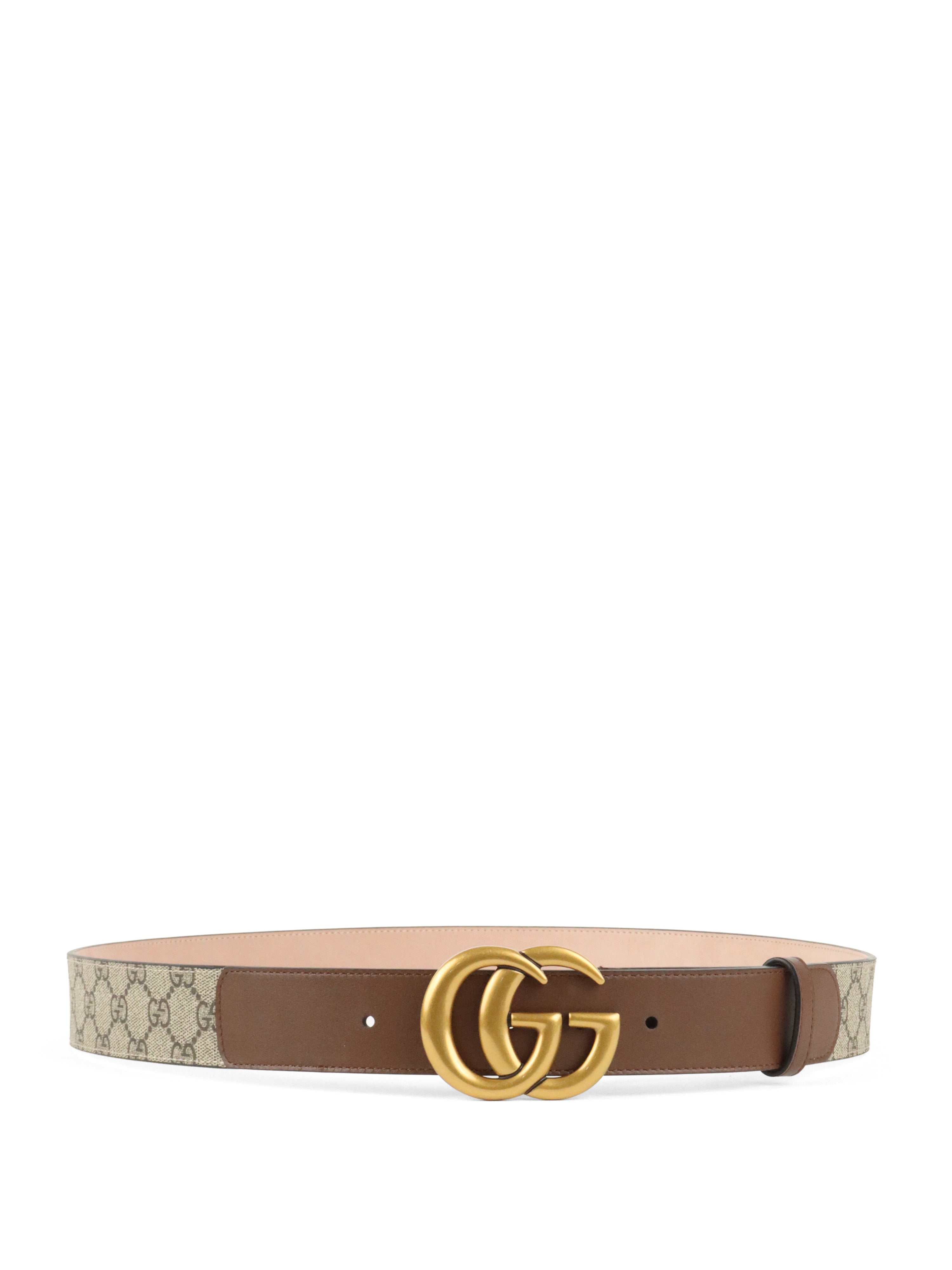 Gucci Ebony & Brown Leather GG Marmont Buckle Belt