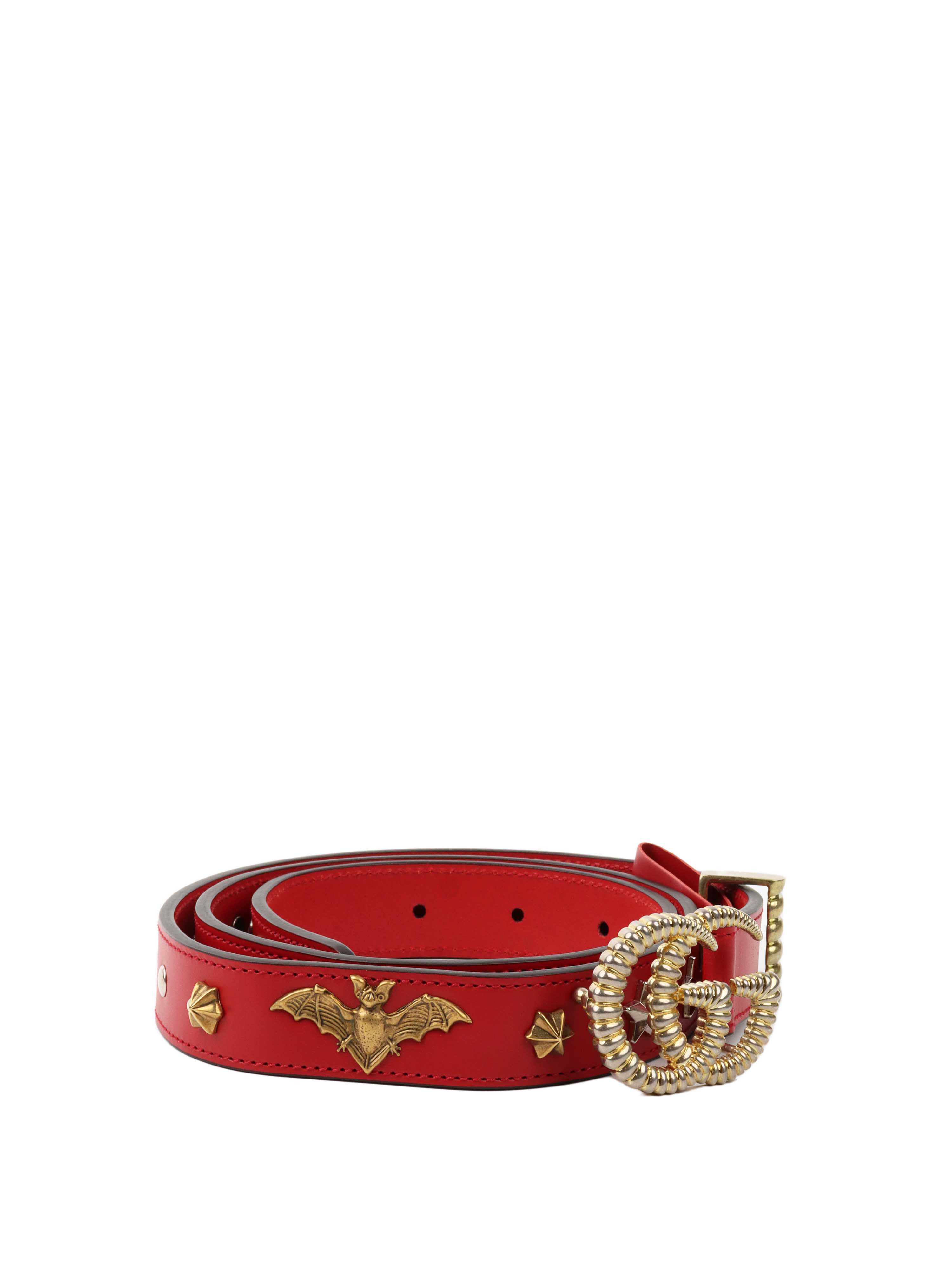 Gucci Red Leather GG Studded Belt - Size 90.