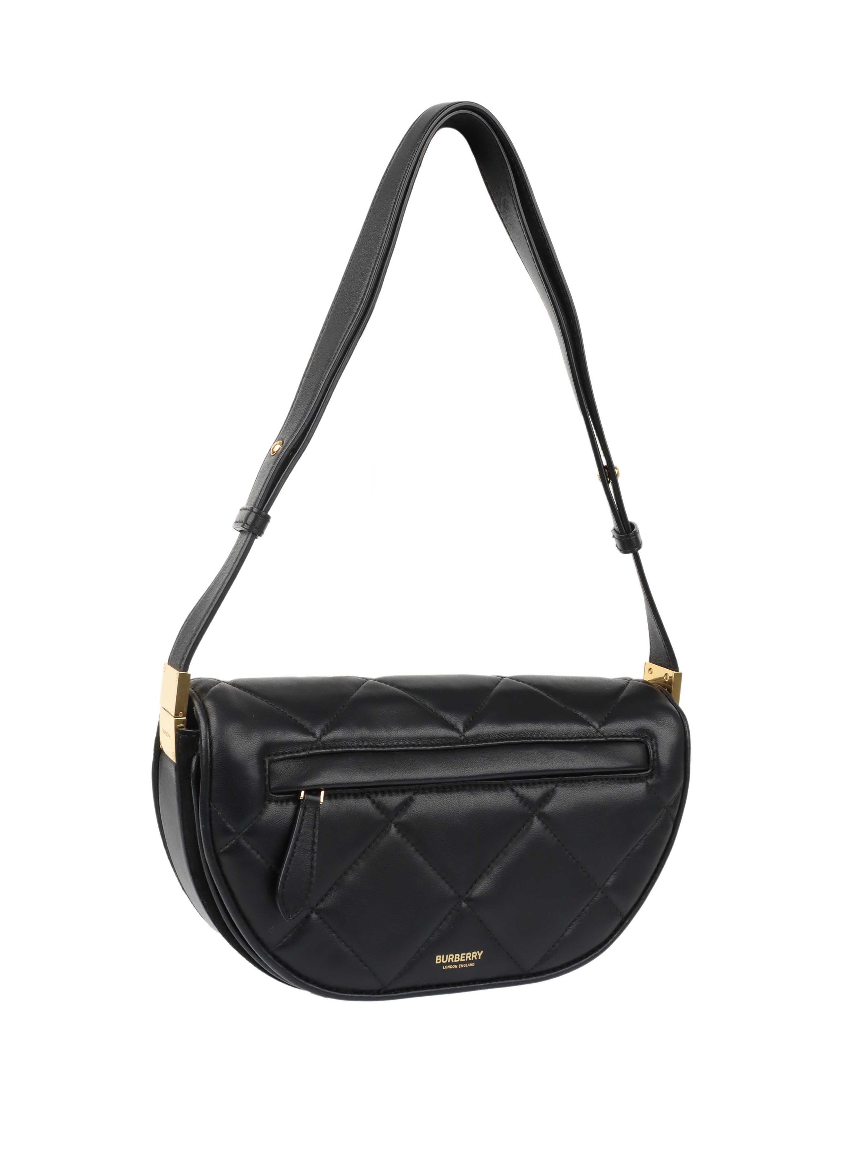 Burberry Small Black Quilted Olympia Shoulder Bag.