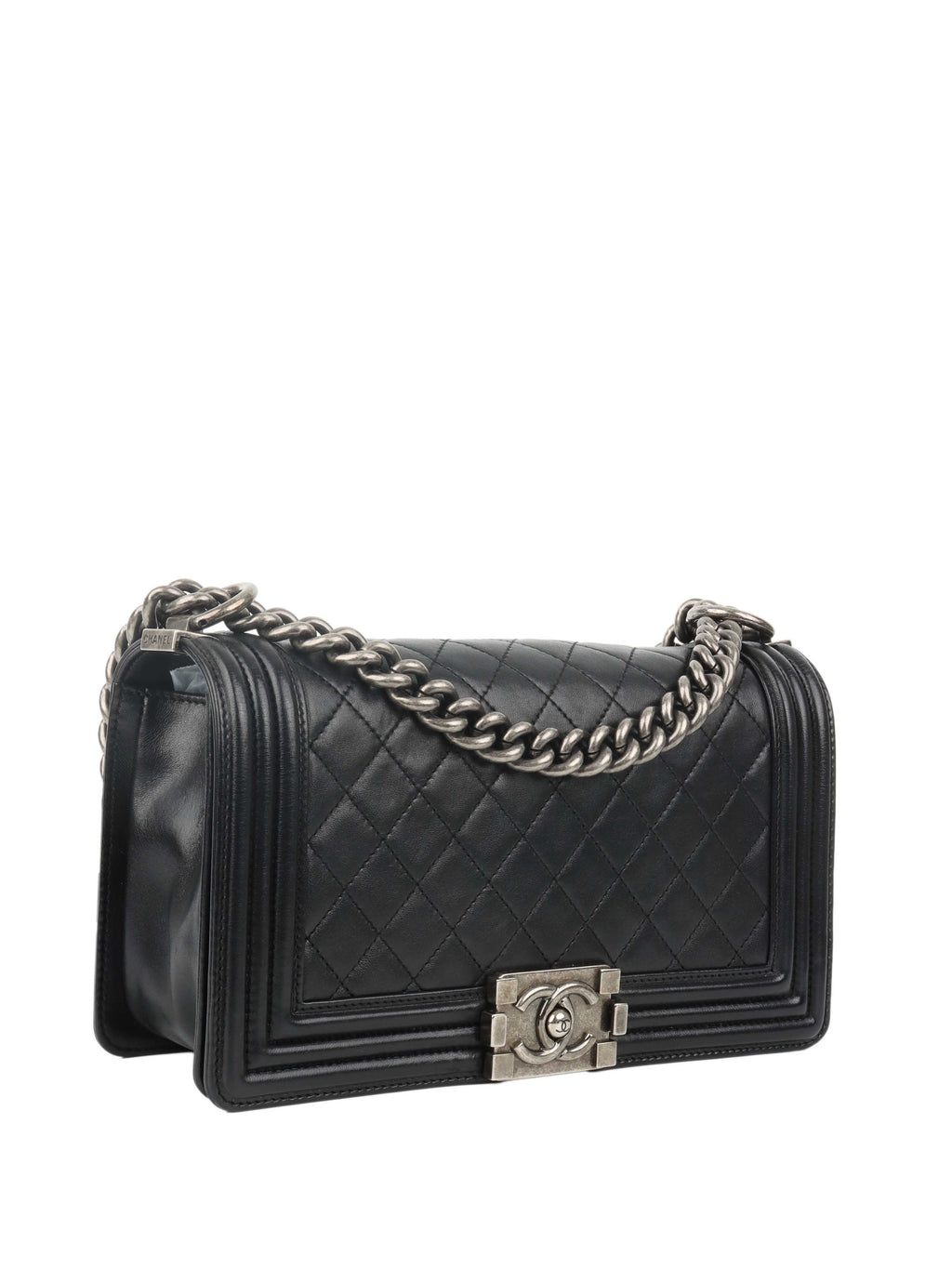 Chanel Black Medium Lambskin Boy Bag.