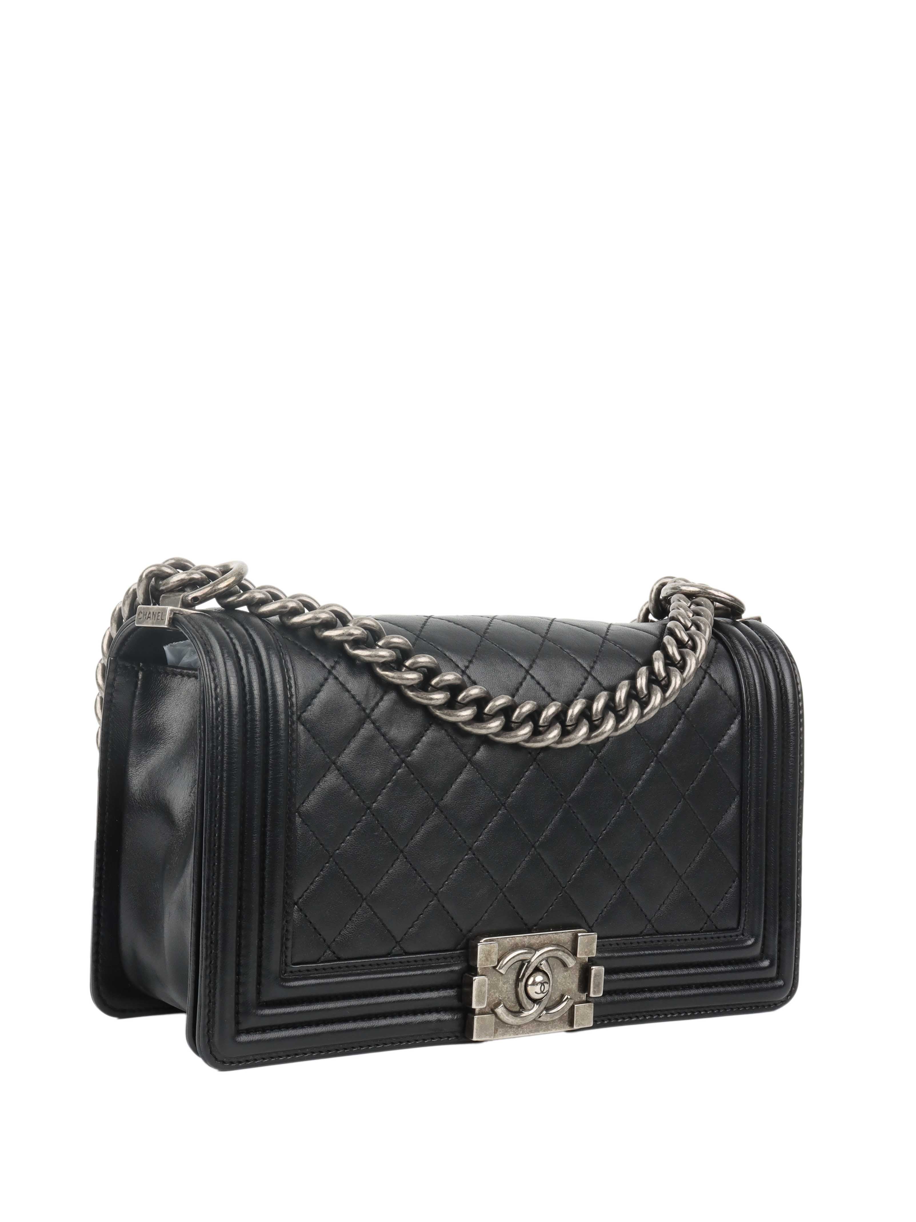 Chanel Black Medium Lambskin Boy Bag.