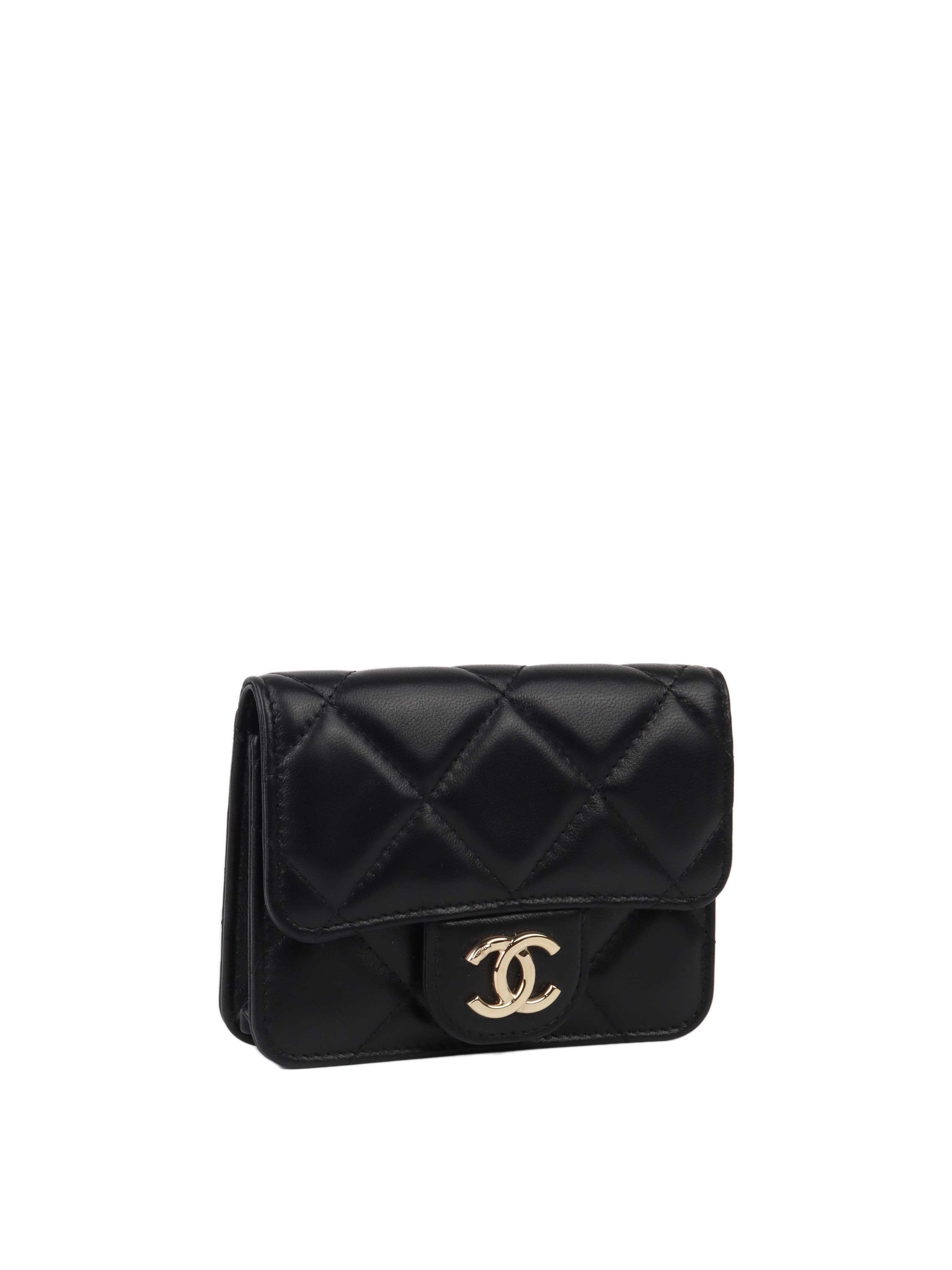 Chanel Black Lambskin Chain Belt Bag LGHW.