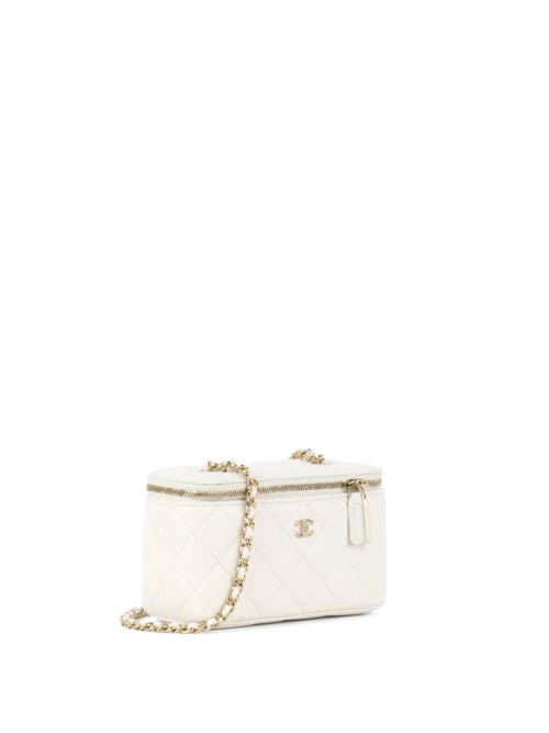 Chanel White Caviar Vanity Case