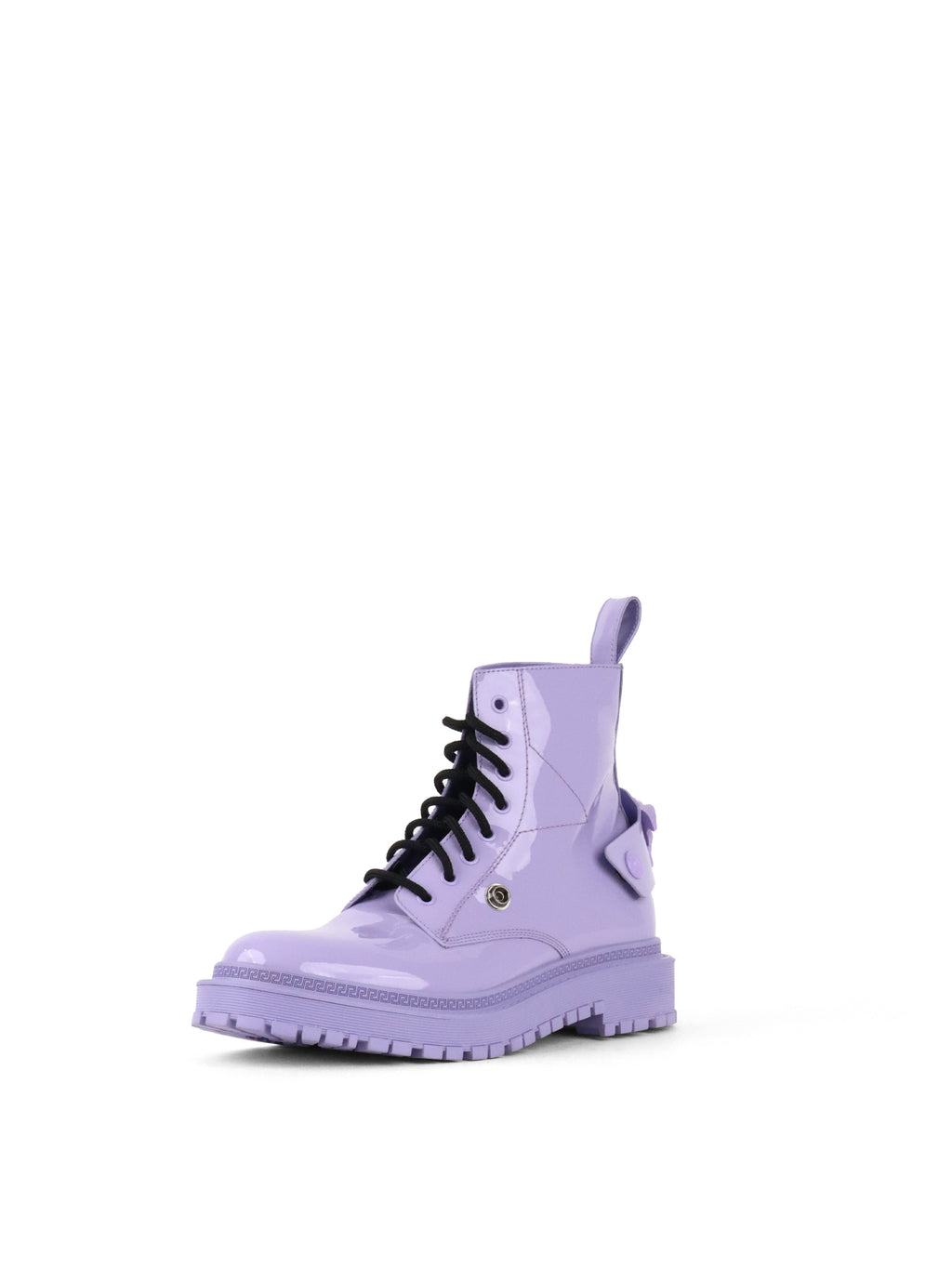 Versace Lavender Medusa Patent Leather Boots 40