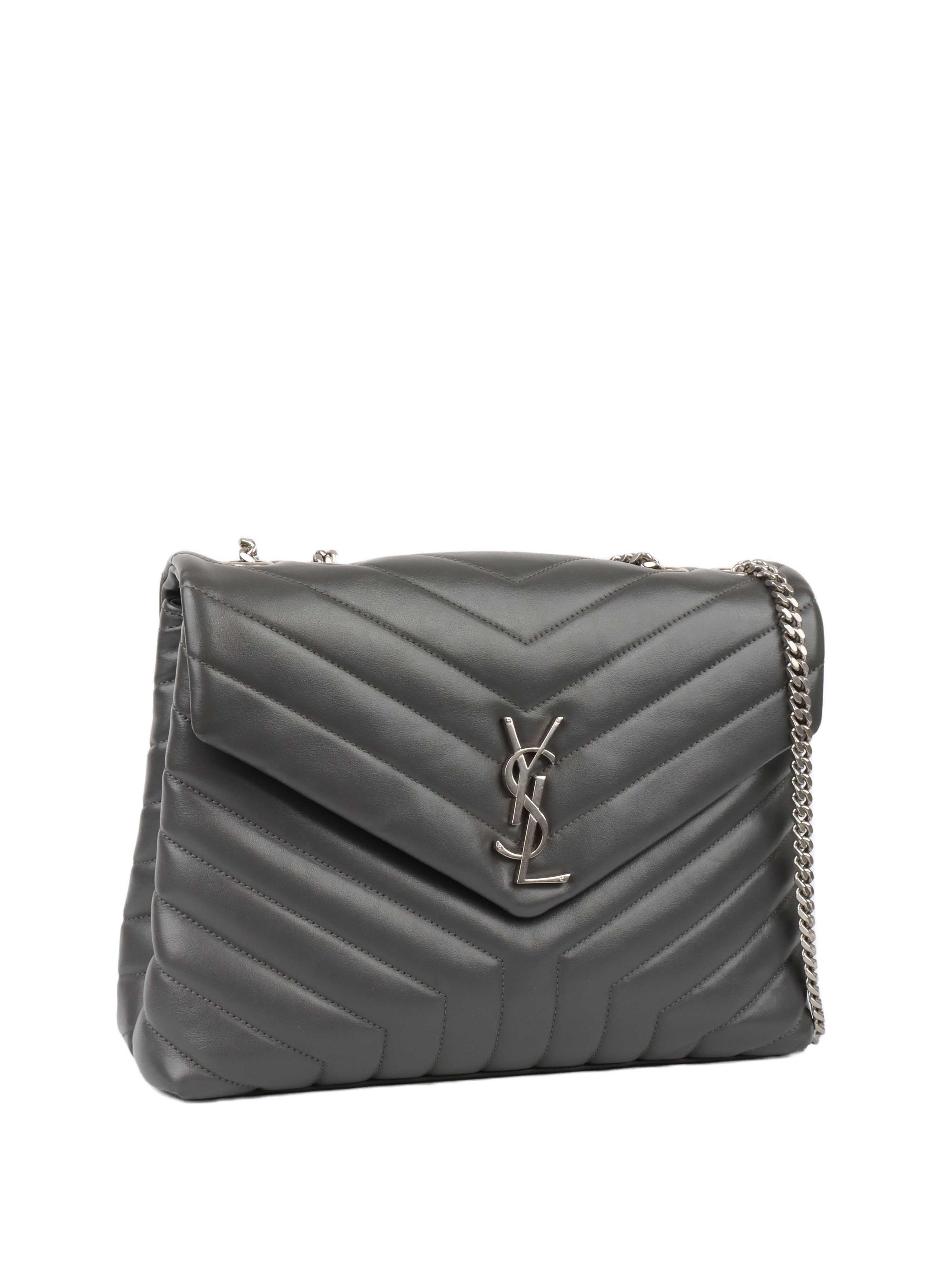 Saint Laurent Dark Grey Medium Loulou Bag.