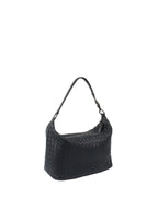 Bottega Veneta Black Intrecciato Woven Small Shoulder Bag.