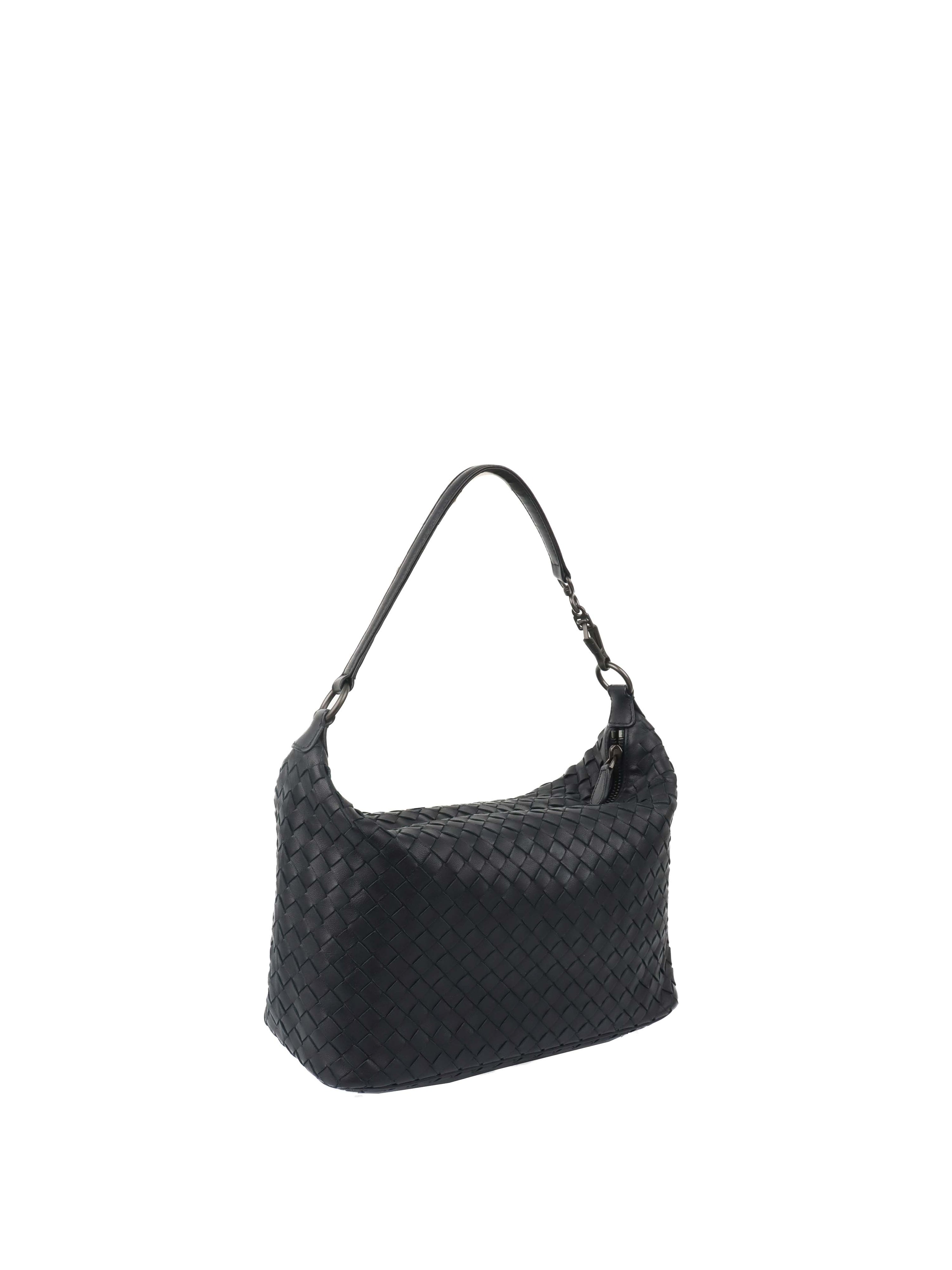 Bottega Veneta Black Intrecciato Woven Small Shoulder Bag