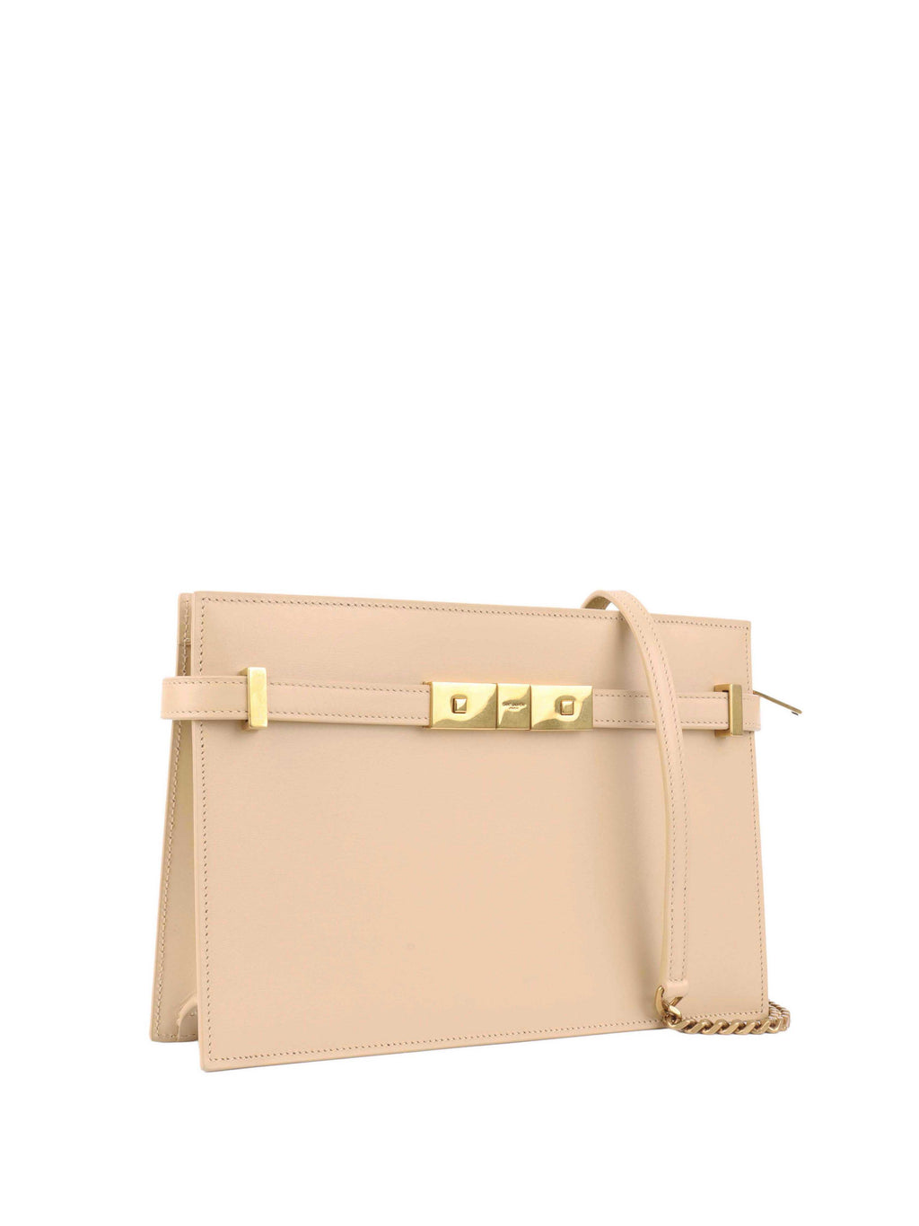 Saint Laurent Beige Manhattan Zip Chain Bag.