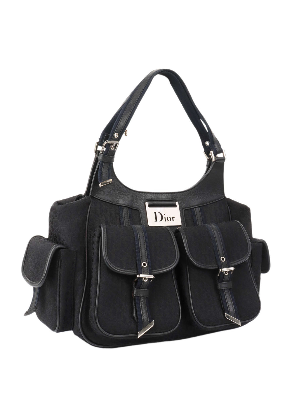 Dior Black Vintage Canvas Pocket Bag.