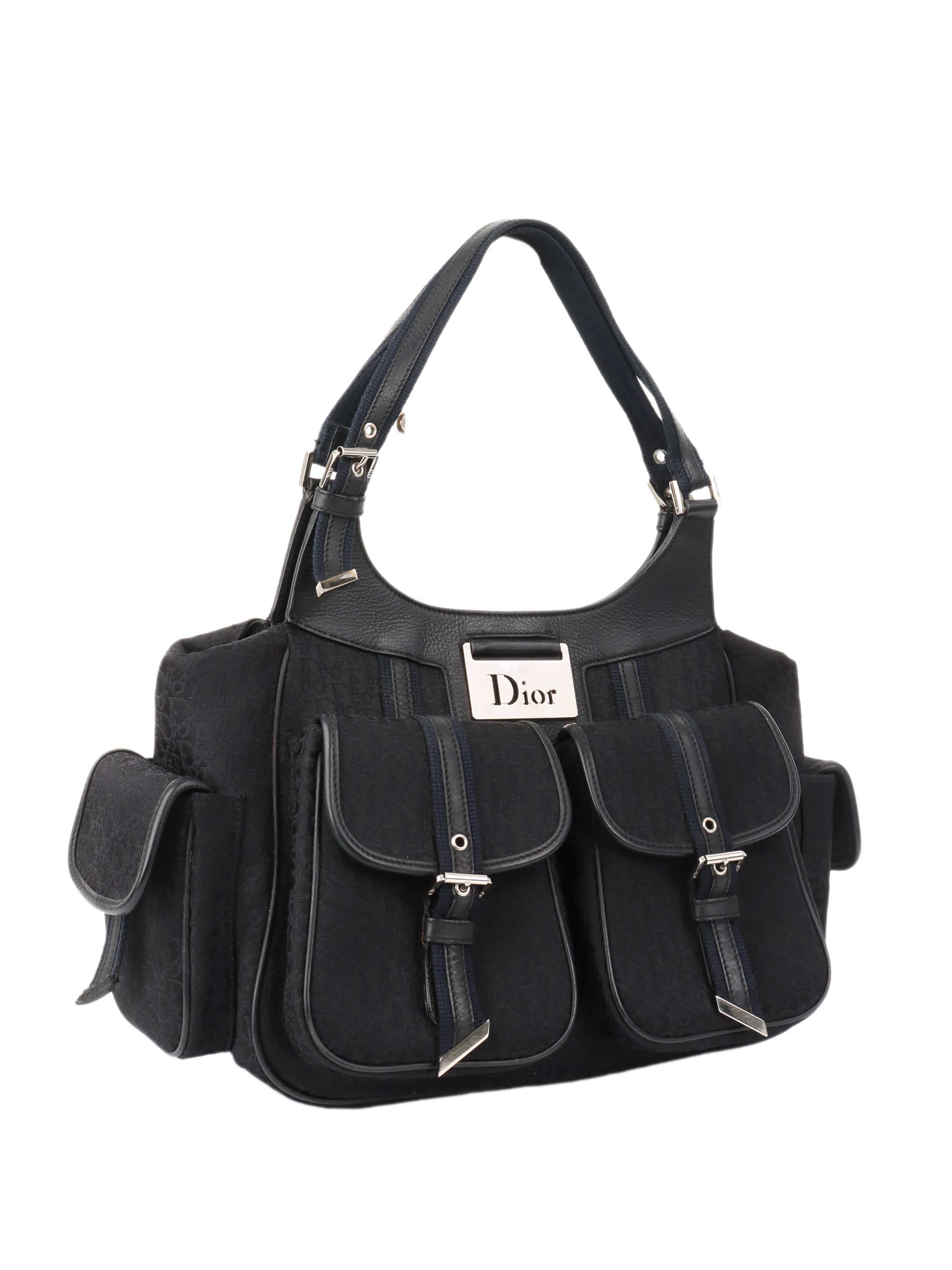 Dior Black Vintage Canvas Pocket Bag.