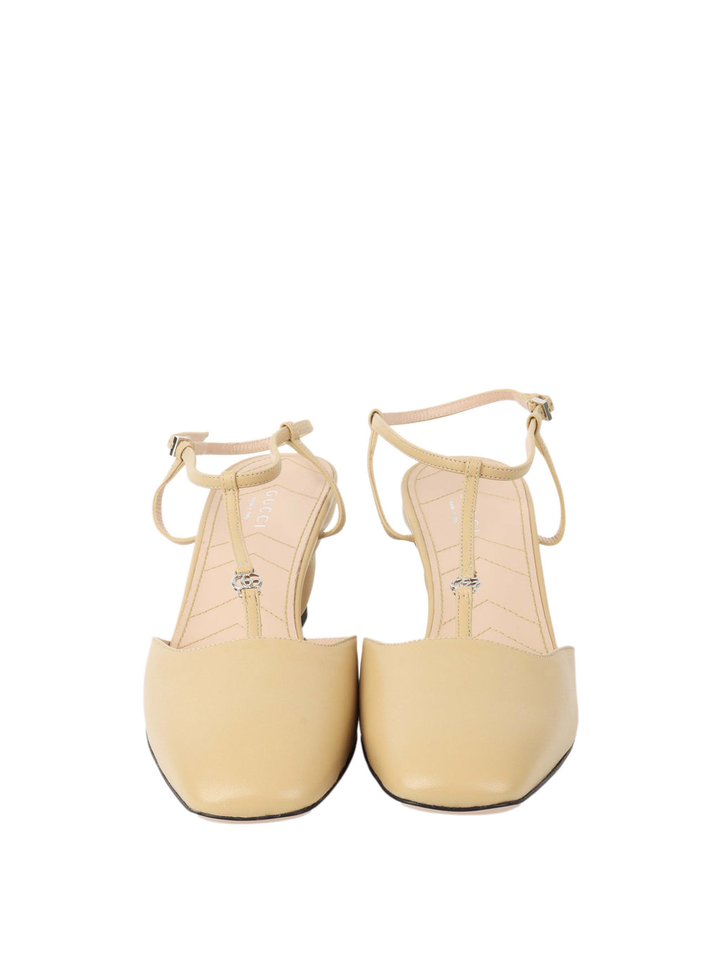 Gucci Beige Petite GG Slingback Pump.