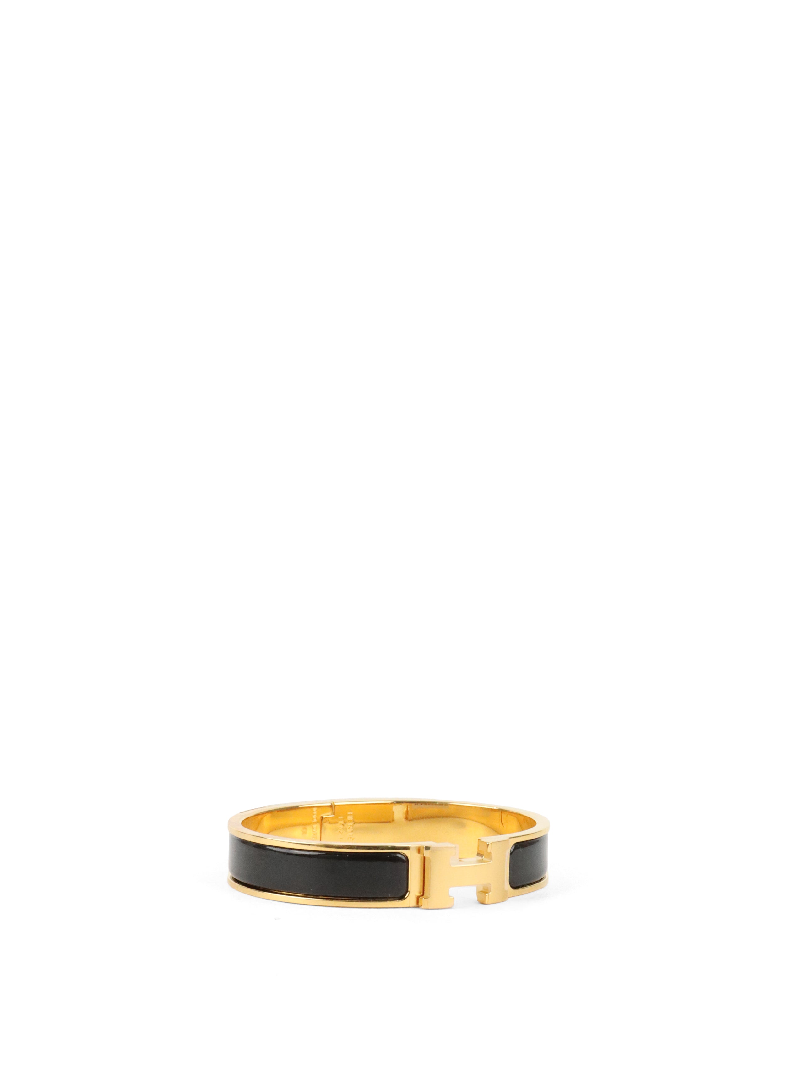 Hermes Noir Clic H Bracelet GHW