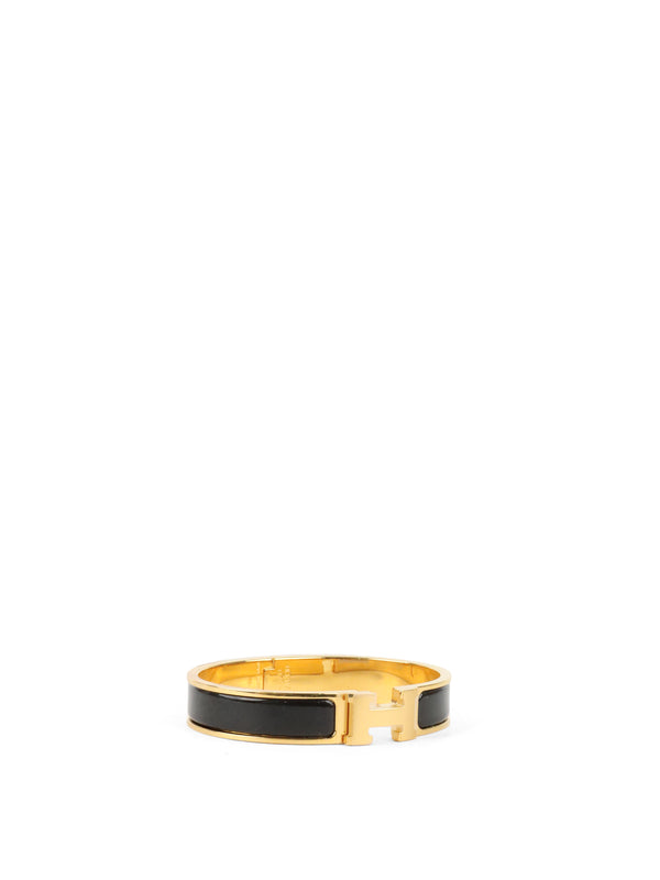 Hermes Noir Clic H Bracelet GHW