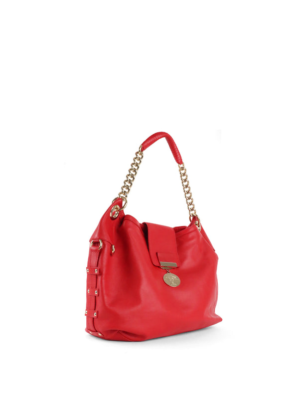Versace Red Medusa Tag Lock Flap Shoulder Bag