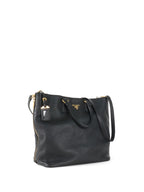 Prada Black Vitello Daino Leather Tote Bag.