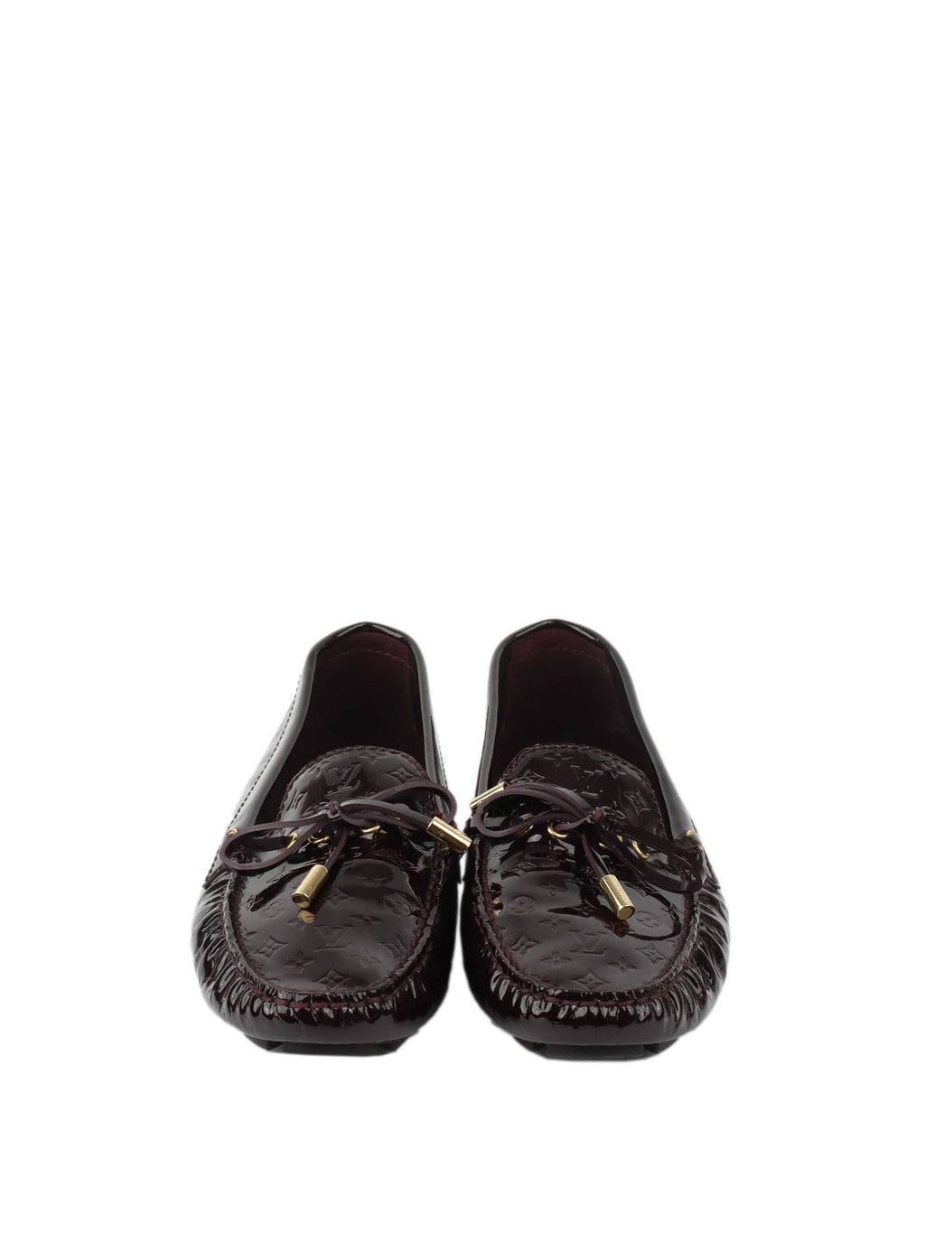 Louis Vuitton Burgundy Patent Leather Oxford Loafers.