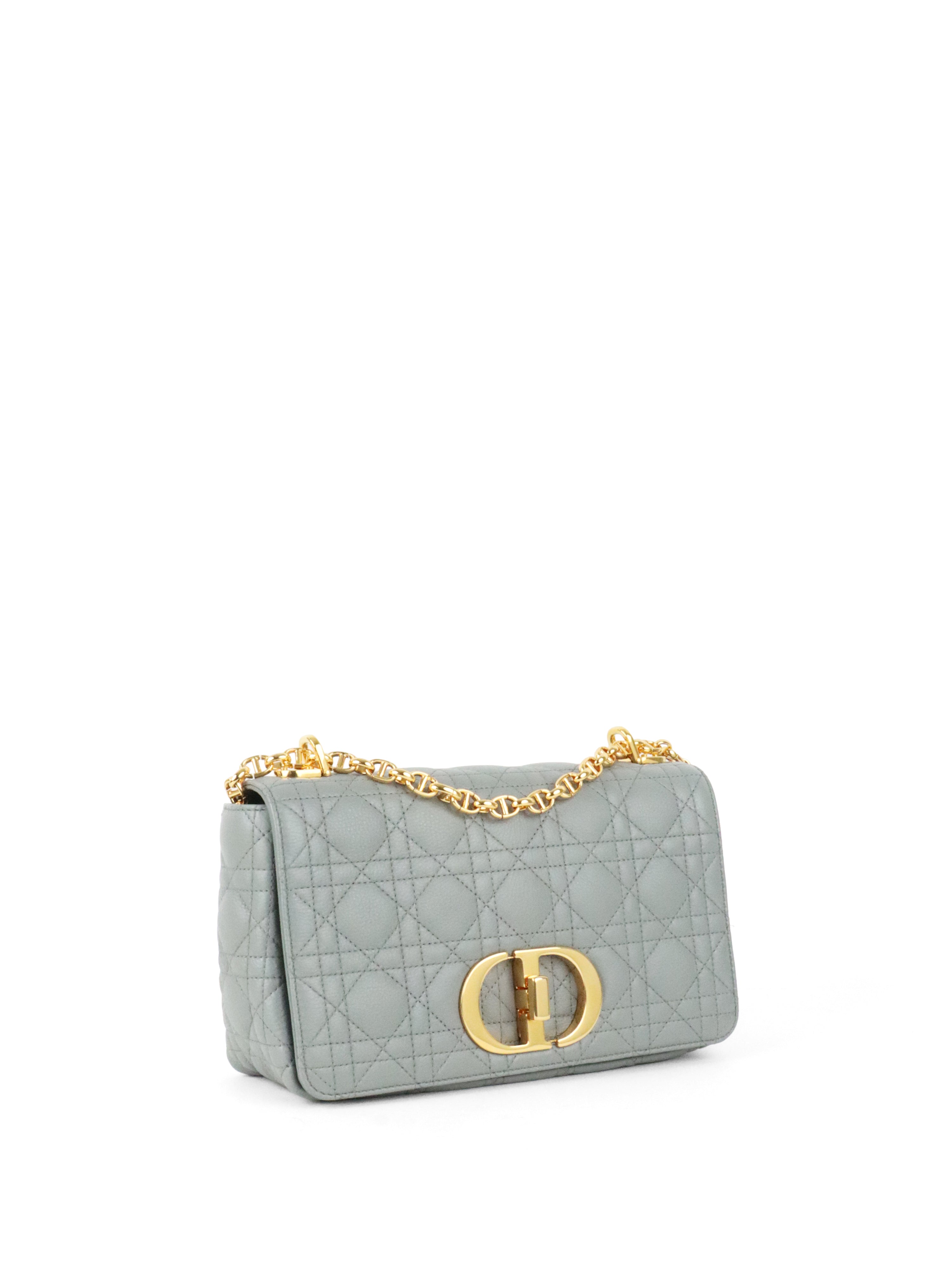 Dior Medium Stone Grey Cannage Caro Bag