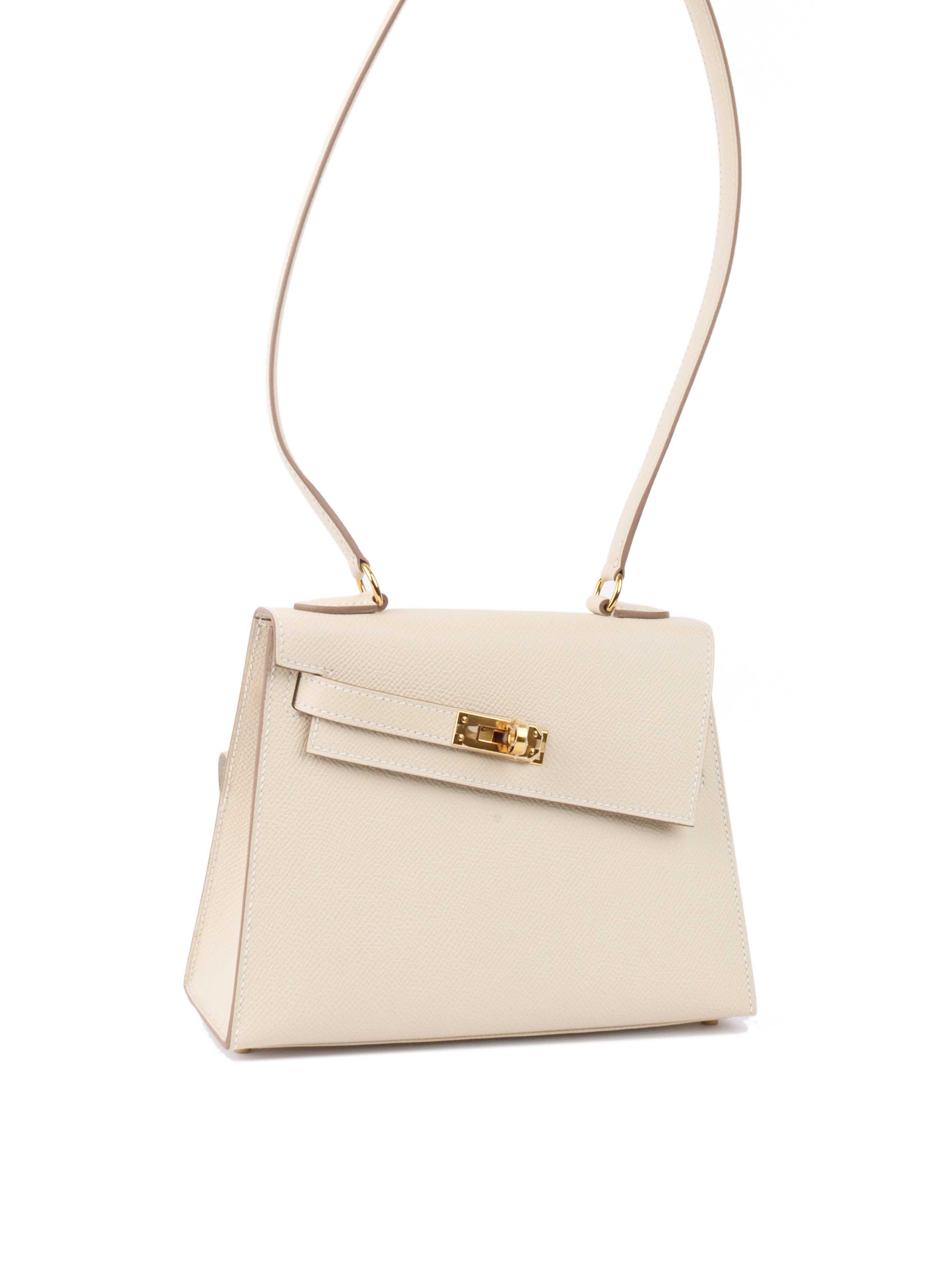 Hermes Kelly Sellier En Desordre 20 in Craie GHW. Votre Luxe