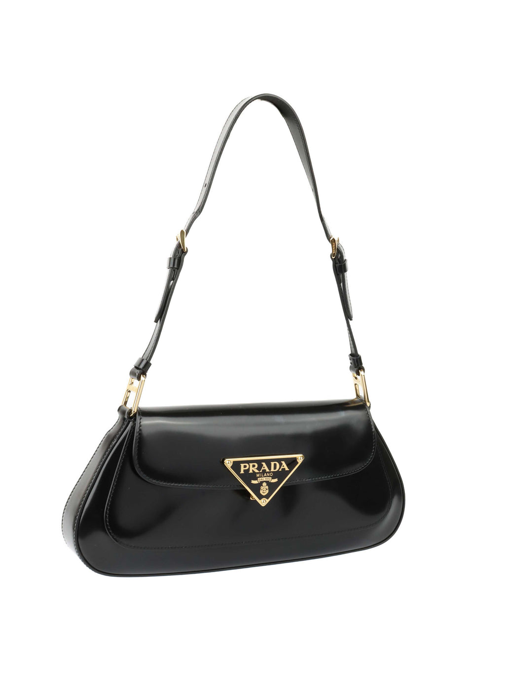 Prada Black Leather Shoulder Bag.